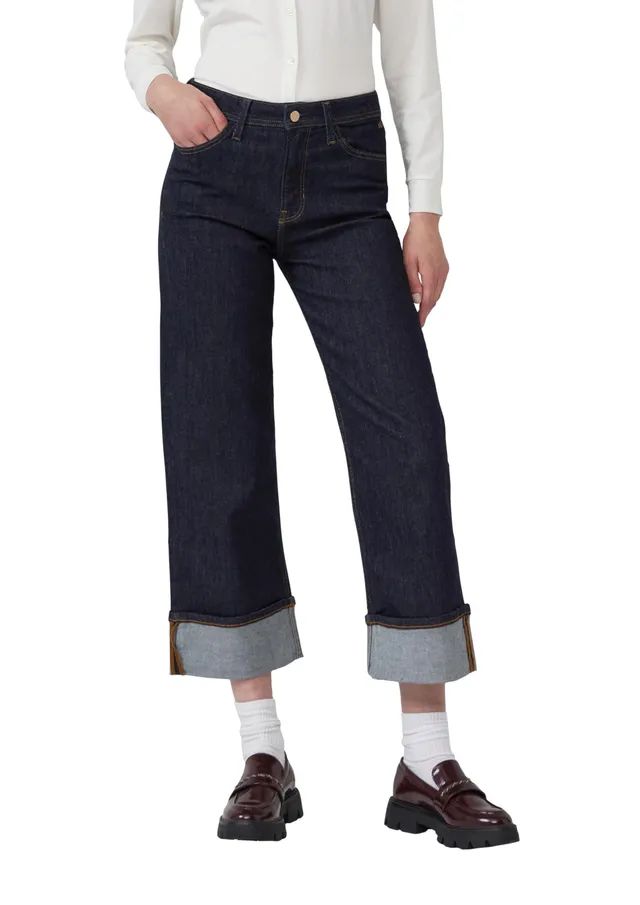 s.Oliver Suri Cropped Jeans Wide Fit 34 Rollsaum