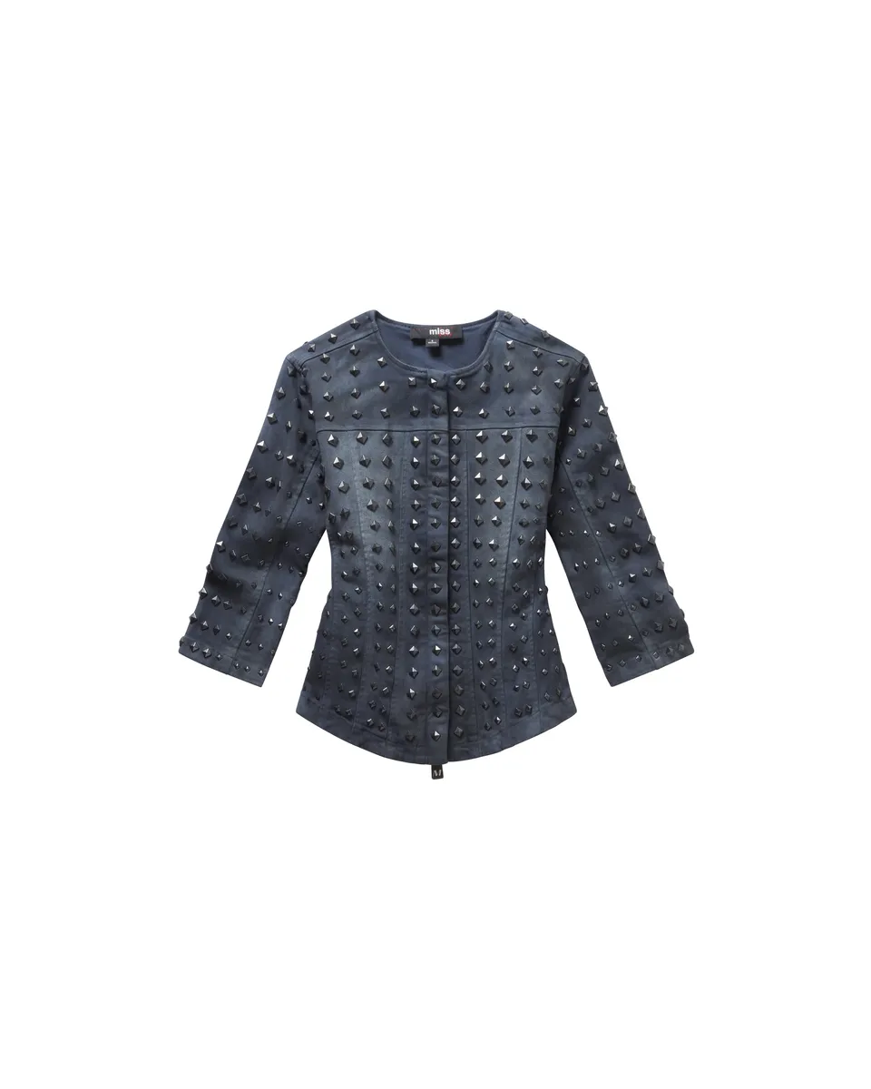 Mowalola Slim Moto Studded Jeansjacke Nieten