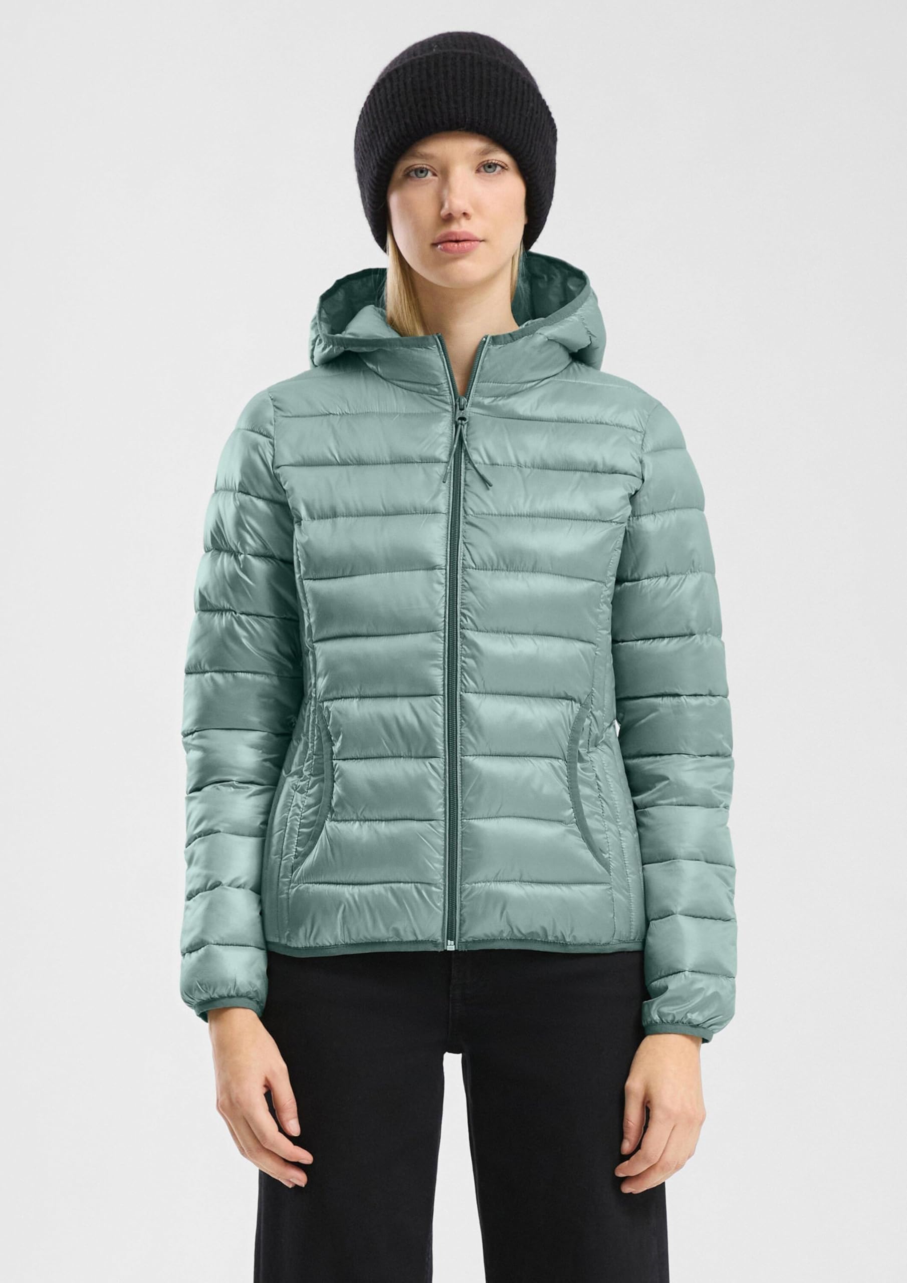 s.Oliver QS Steppjacke M schwarz Kapuze wattiert