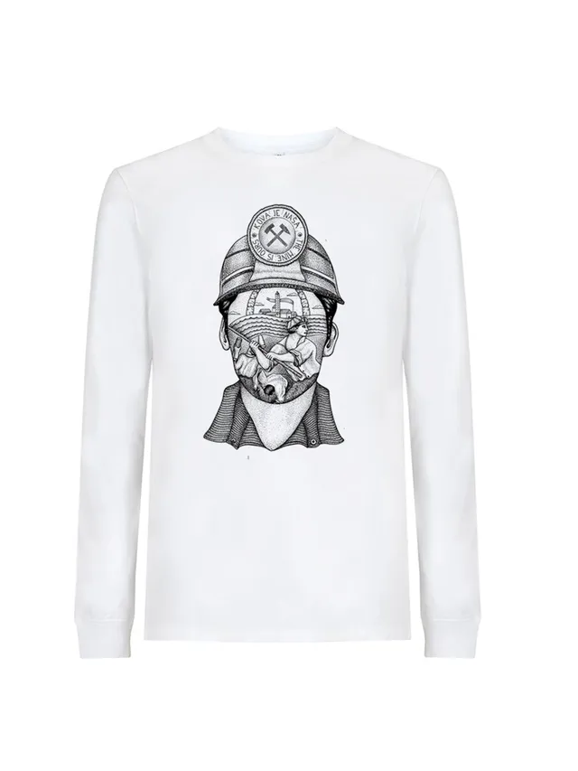 dna merch Die Mine Gehört Uns Langarmshirt Weiß Geschichte