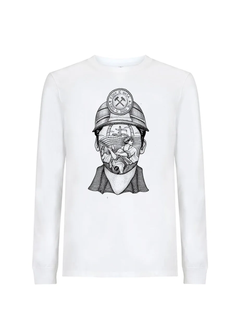 dna merch Die Mine Gehört Uns Langarmshirt Weiß Geschichte
