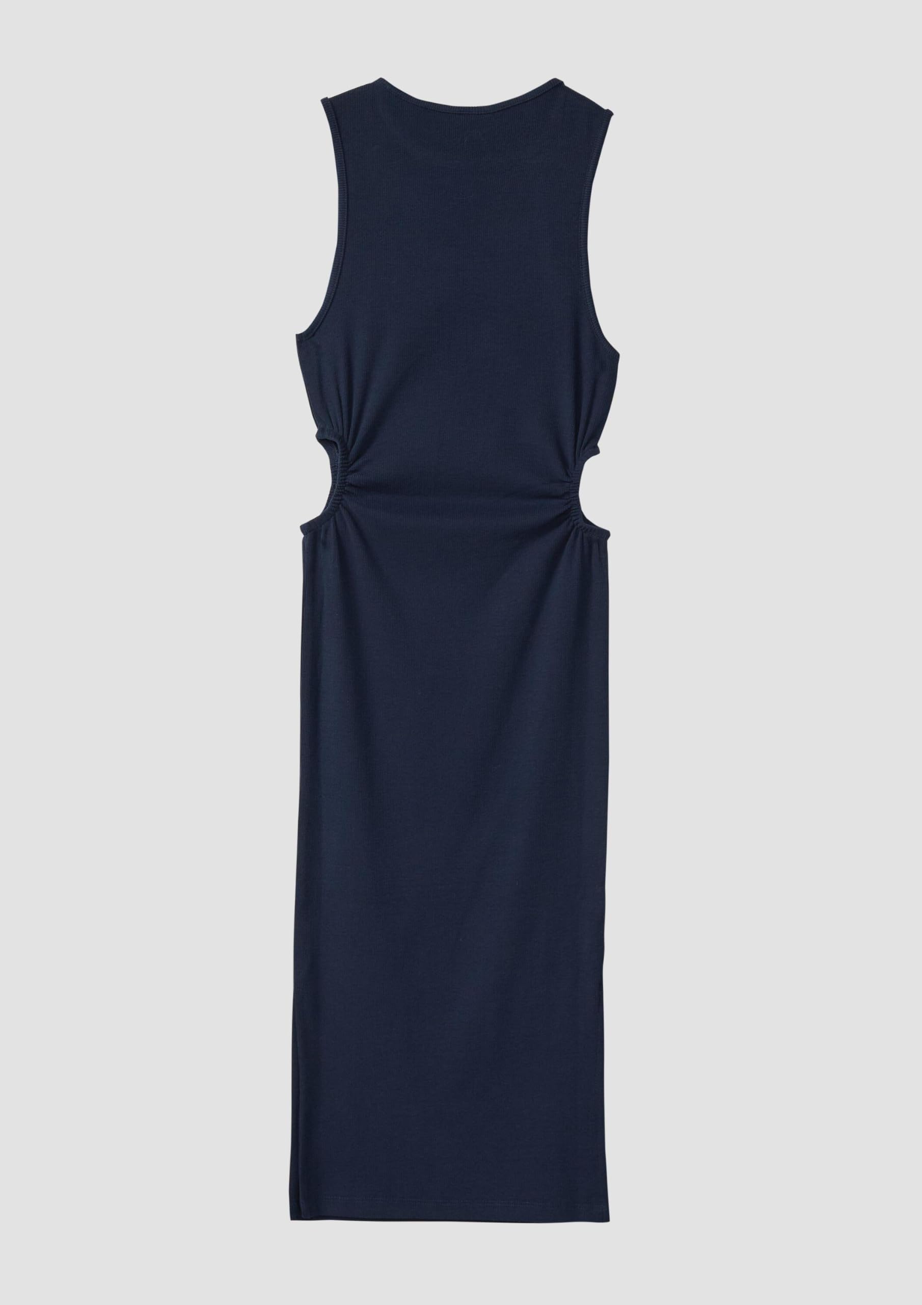 s.Oliver RED LABEL Geripptes Midi-Kleid mit Cut-Out Schlitz Navy 134
