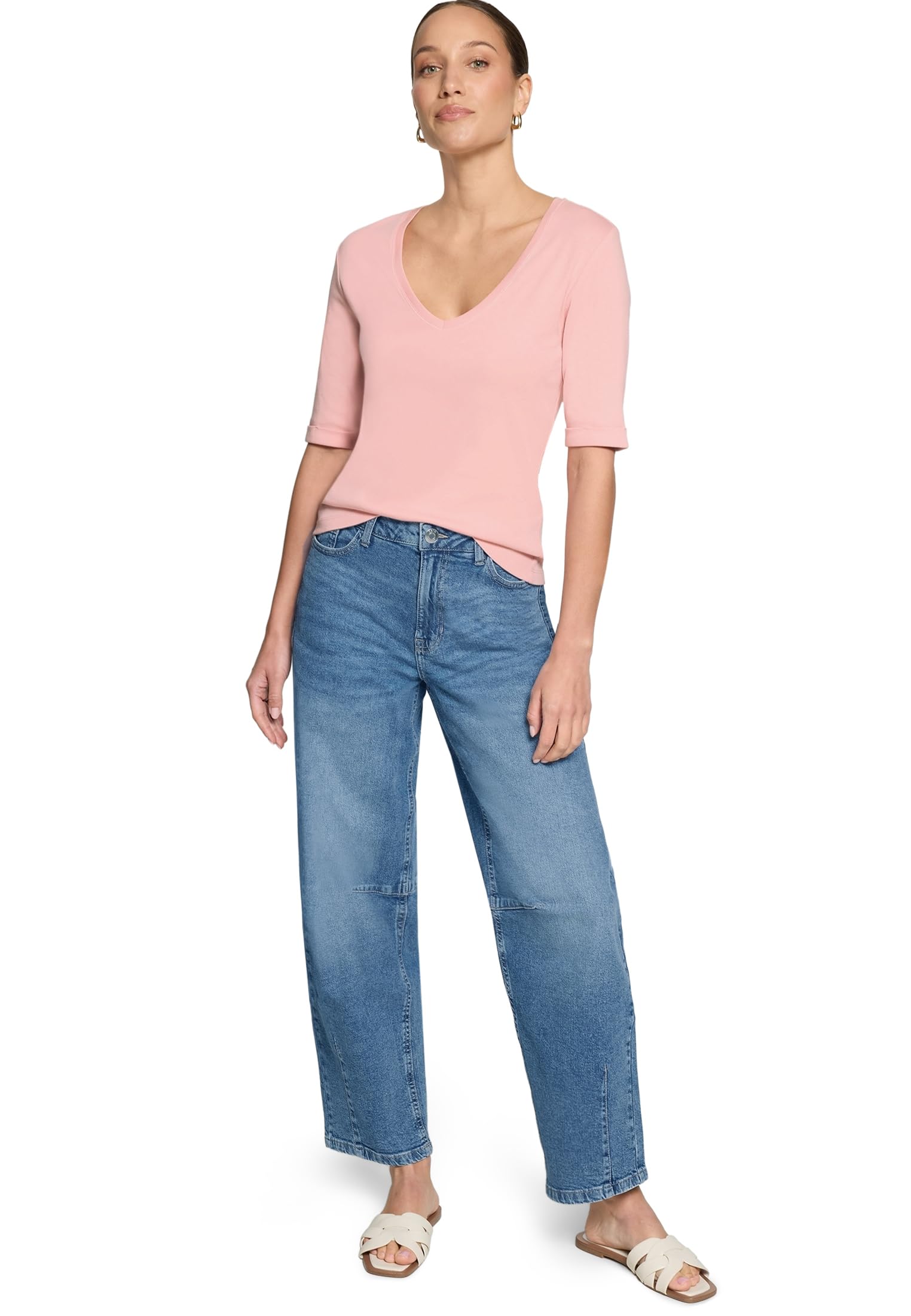 zero Basic Shirt mit V-Ausschnitt Shirt 38 Baumwolle