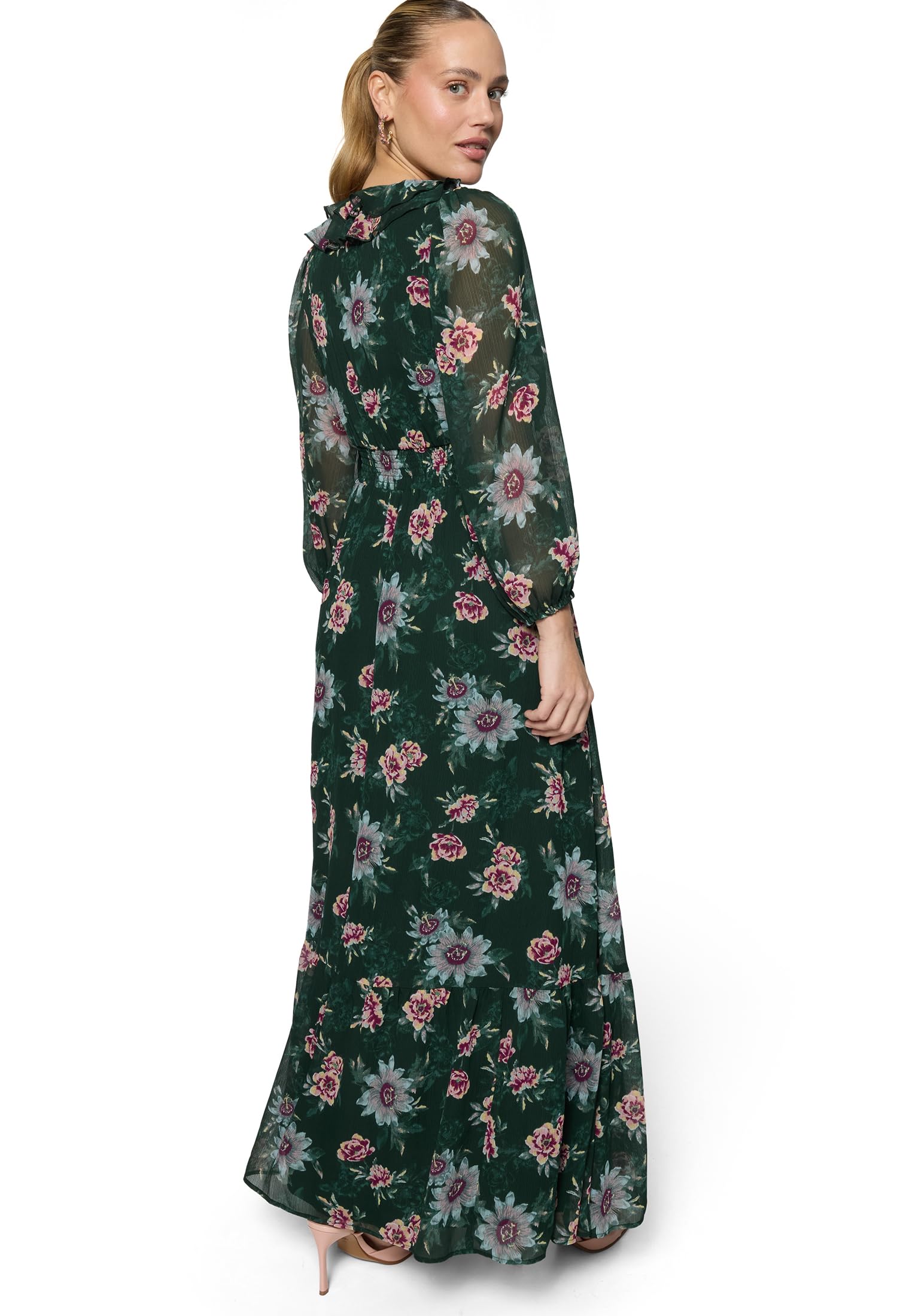 zero Maxikleid Langarm Gr. 40 Dark Green Pink floral