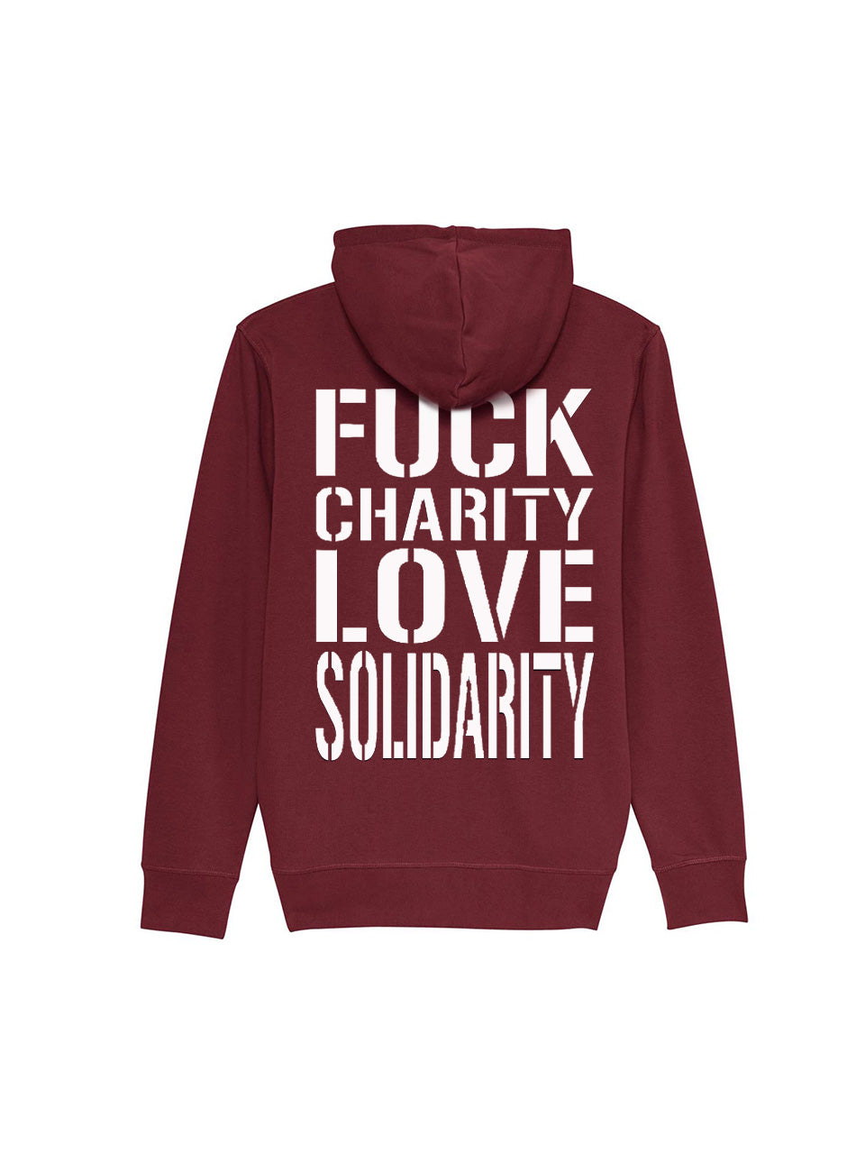 dna merch Fuck Charity Love Solidarity Kapuzenjacke schwarz