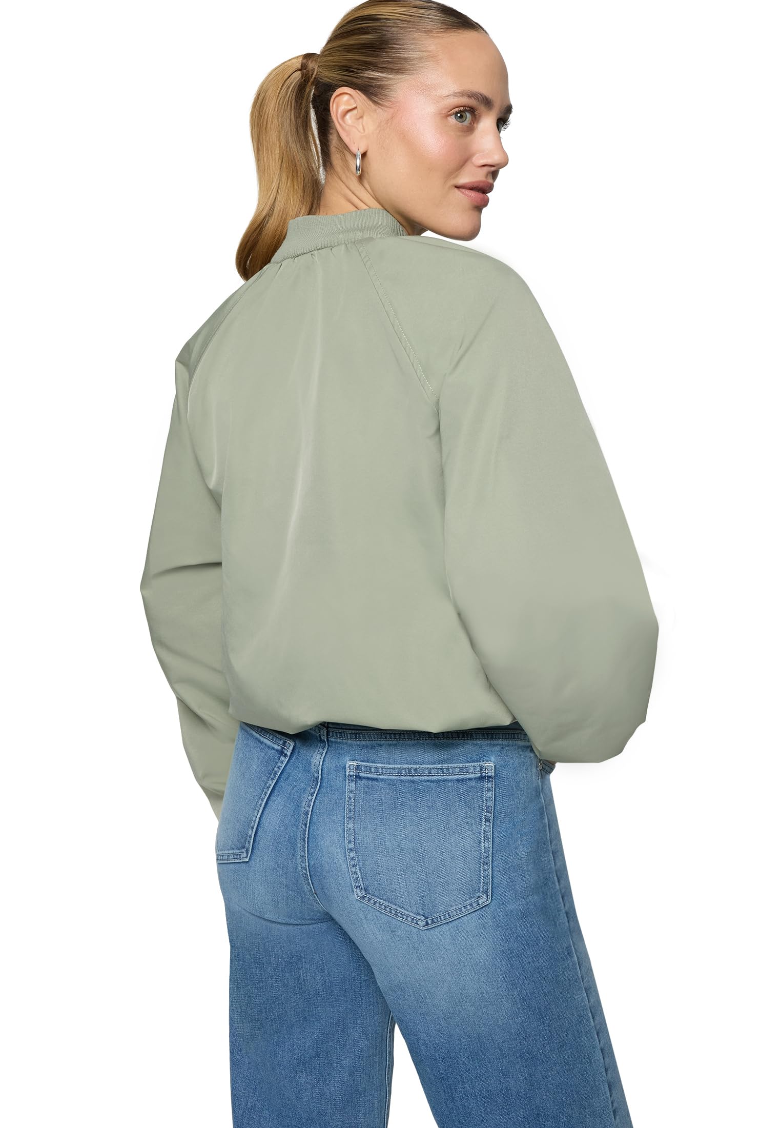 zero Bomberjacke mit Reißverschluss Jacke 40 Silver Sage