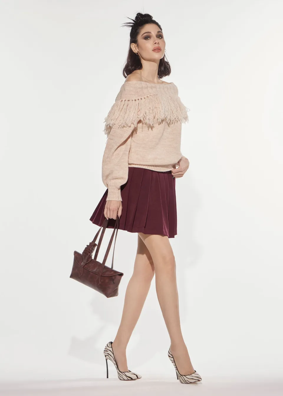 Denny Rose Schiffer Pullover pfirsich Fransen