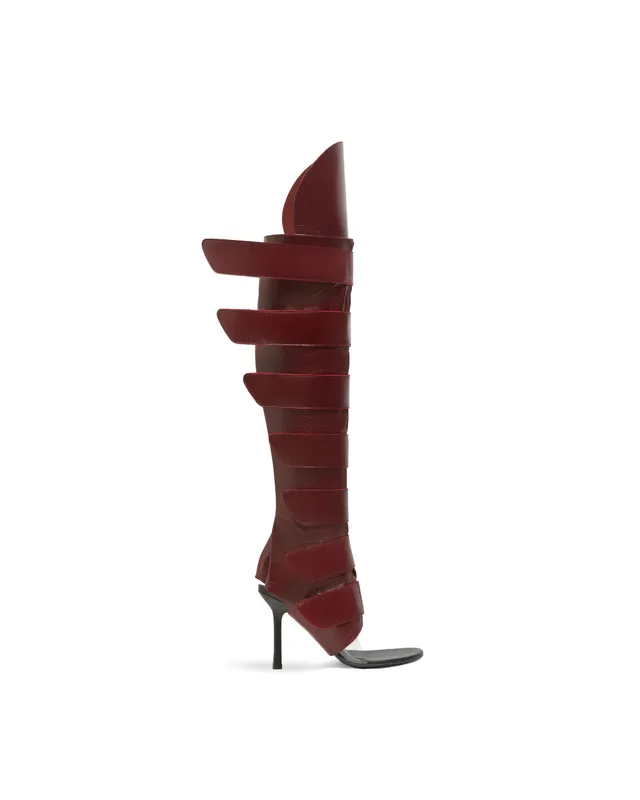 Mowalola Lola Strap Boots Stiefelcover bordeaux Vitello-Leder