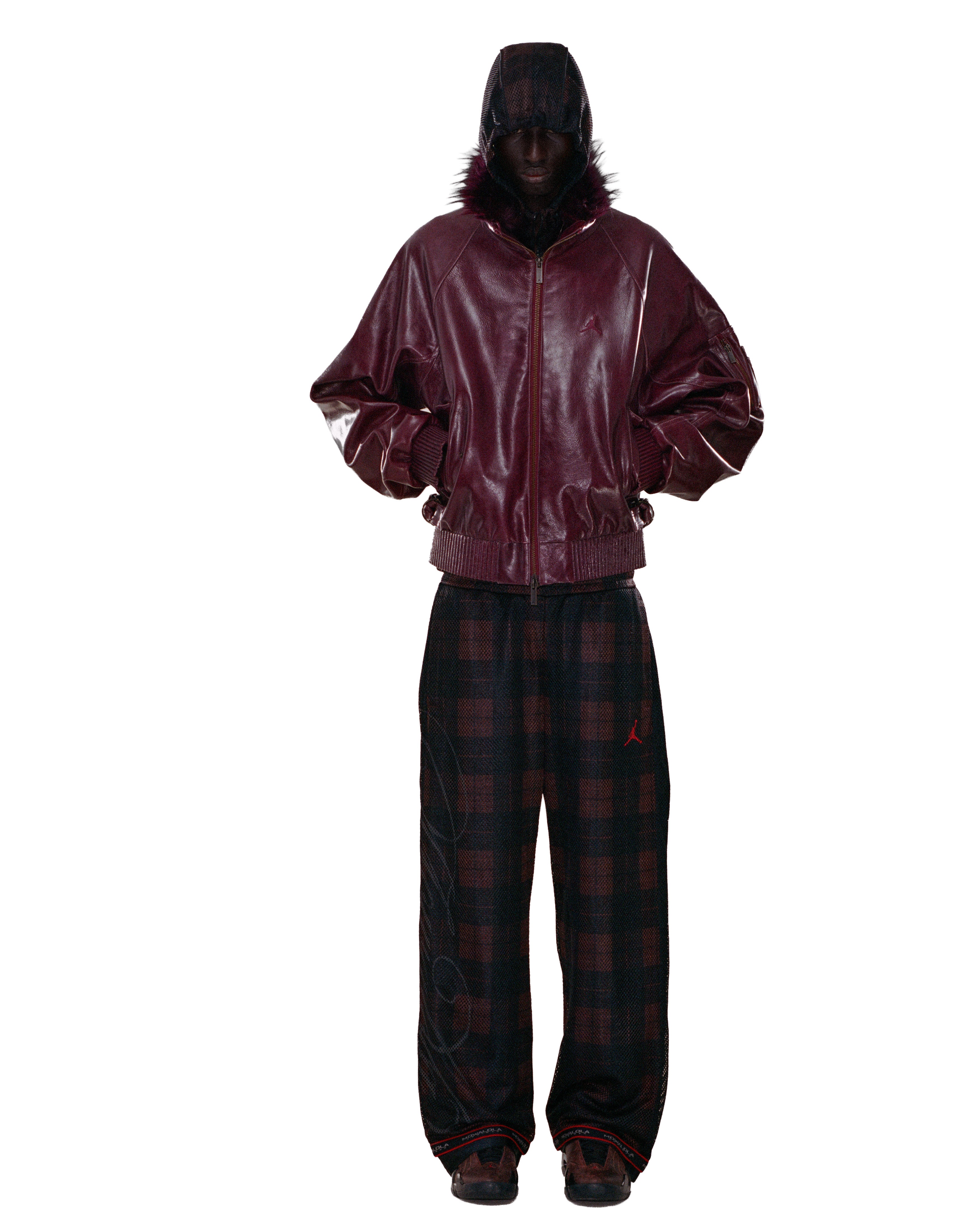 Mowalola Jordan Lederjacke Night Maroon aus Leder