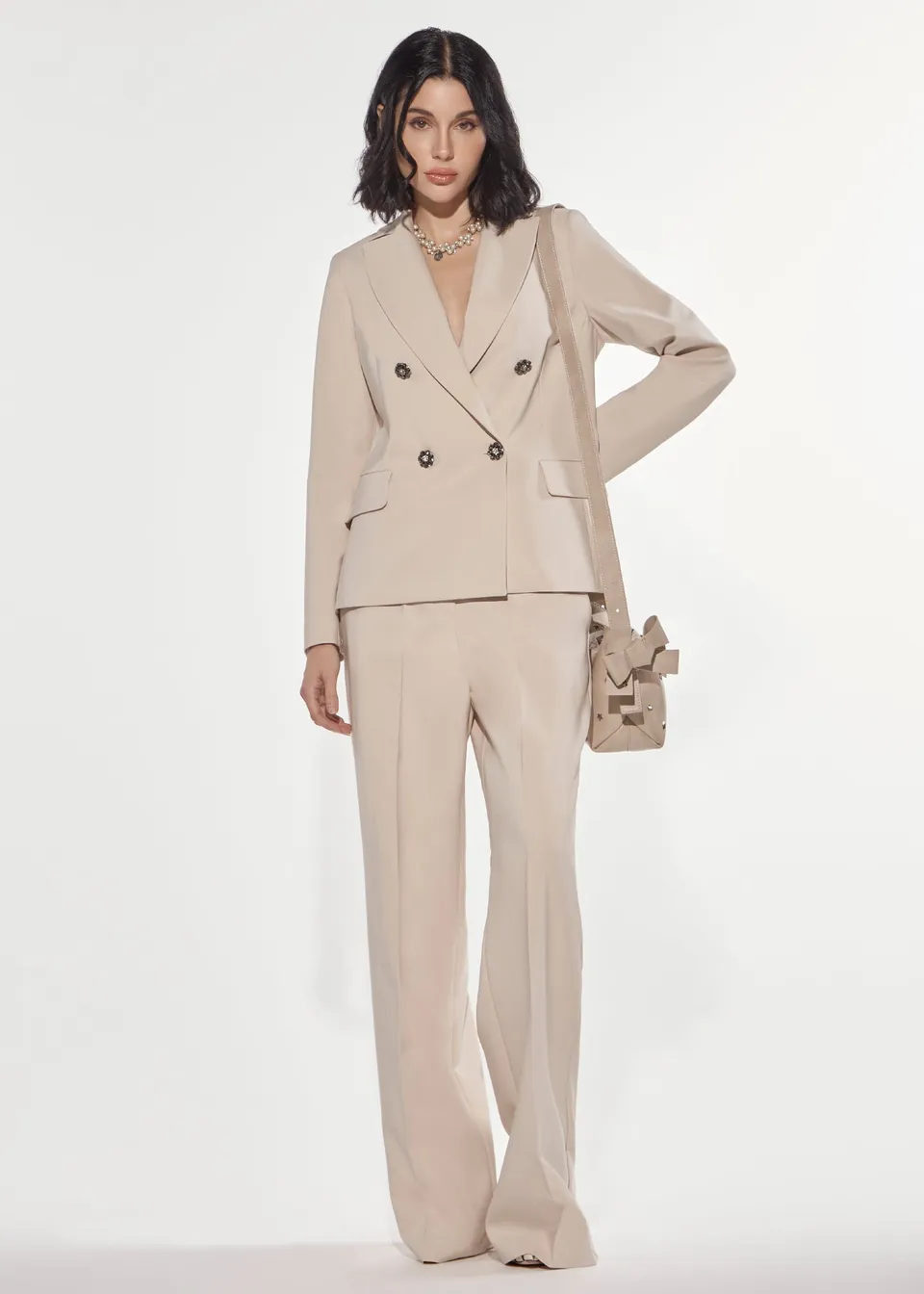 Denny Rose Blazer Doppelreihig Ivory Schmuckknöpfe
