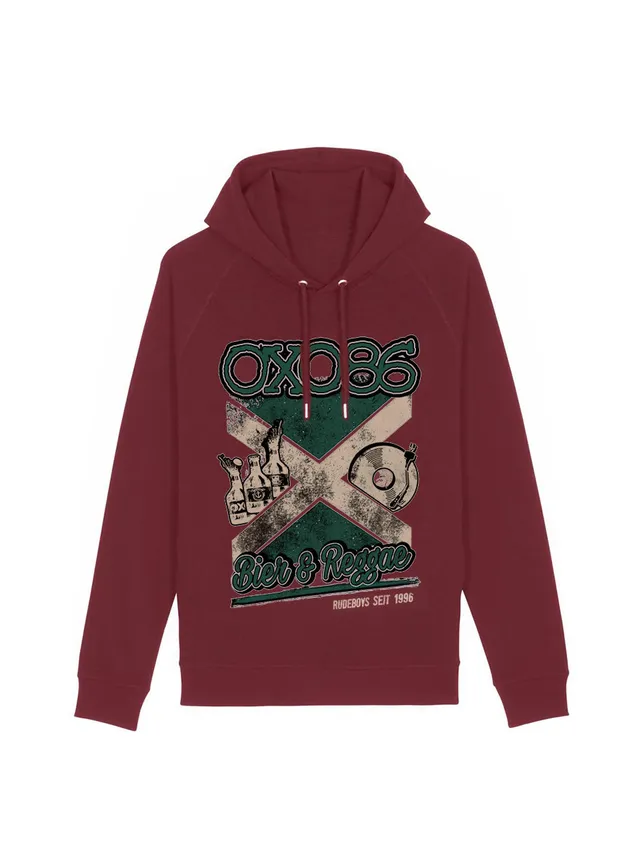 dna merch Oxo 86 Bier & Reggae Kapuzenpullover Burgunderrot
