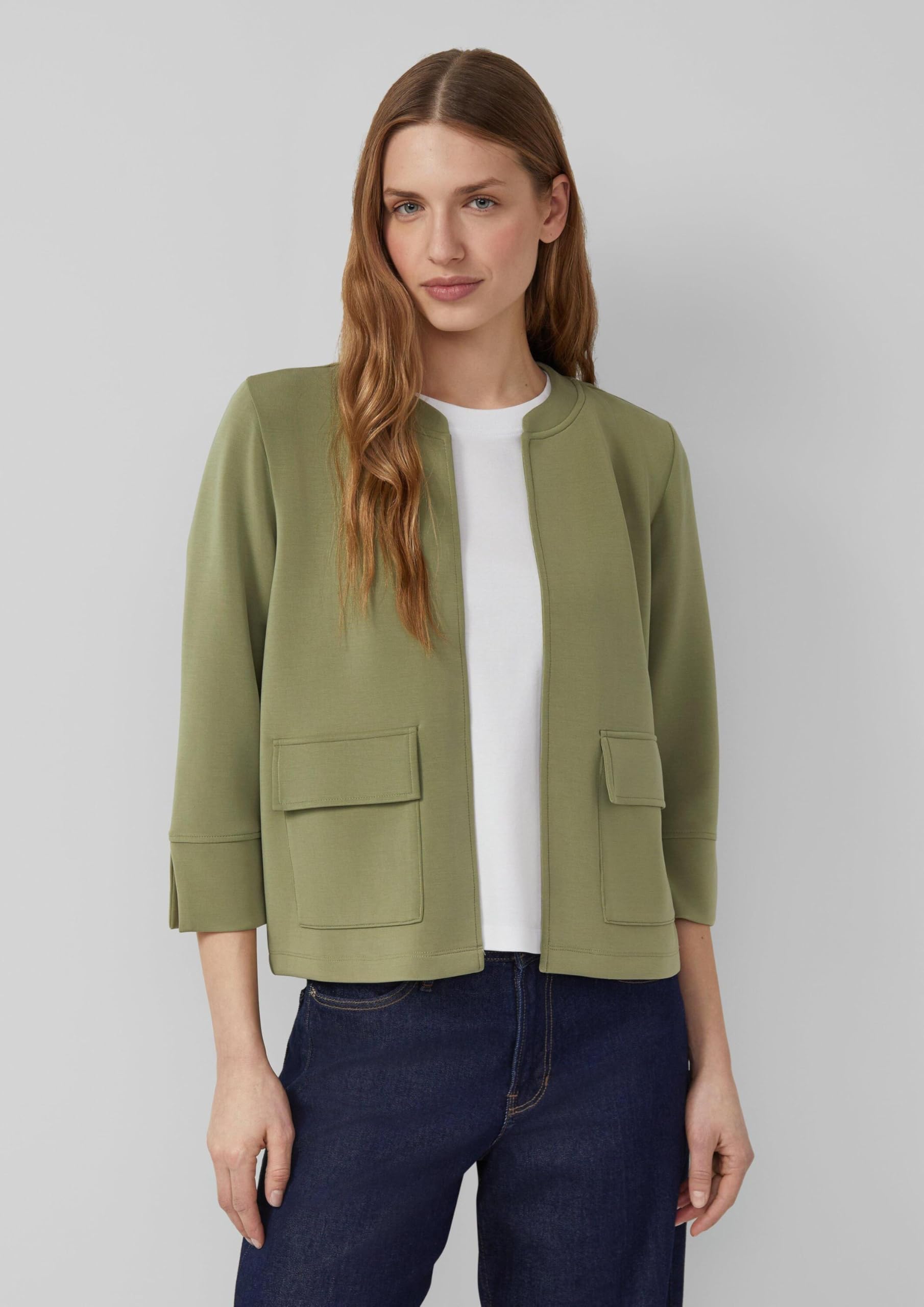 s.Oliver Junior Scuba-Jacke Relaxed Fit olivgrün 3/4-Arm