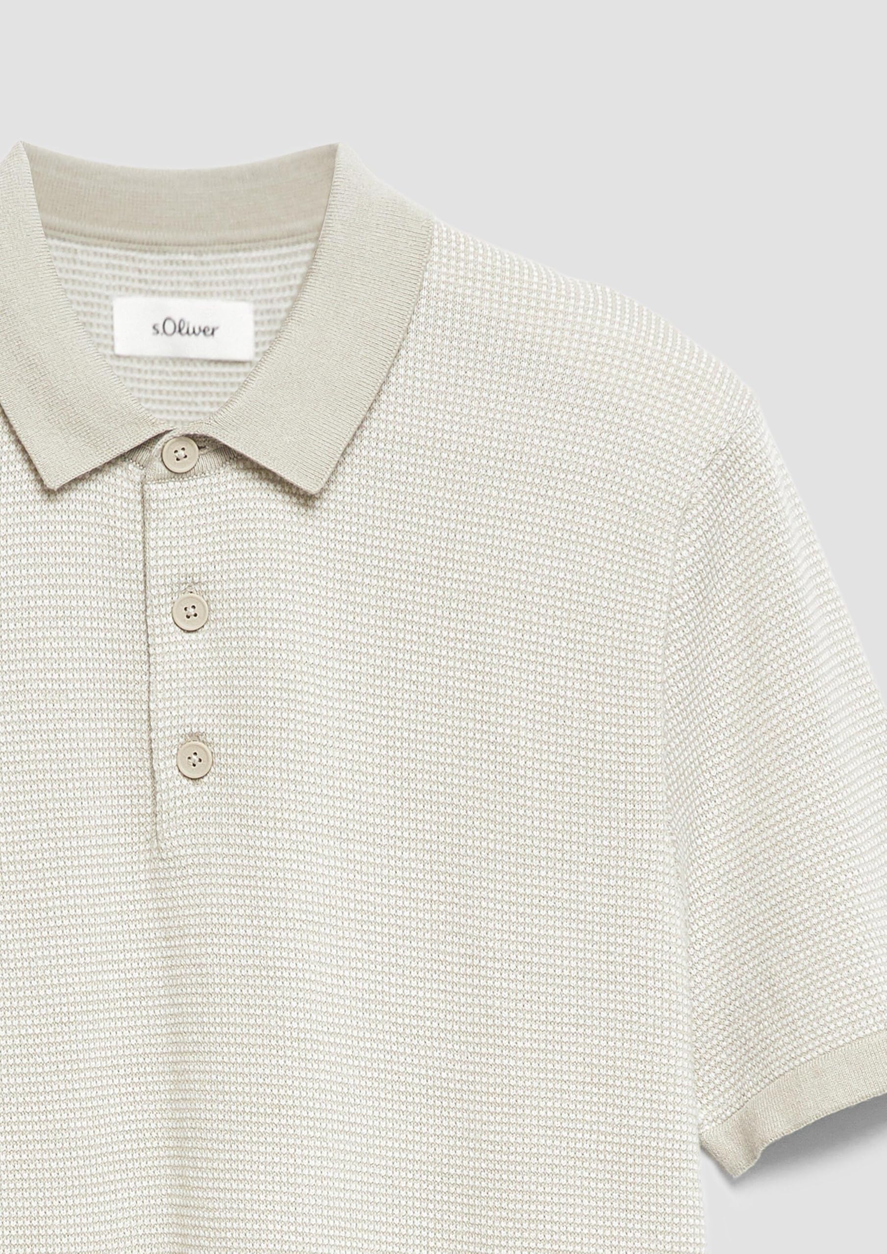 s.Oliver Red Label Strickpolo Damen Baumwolle Beige Zweifarbig