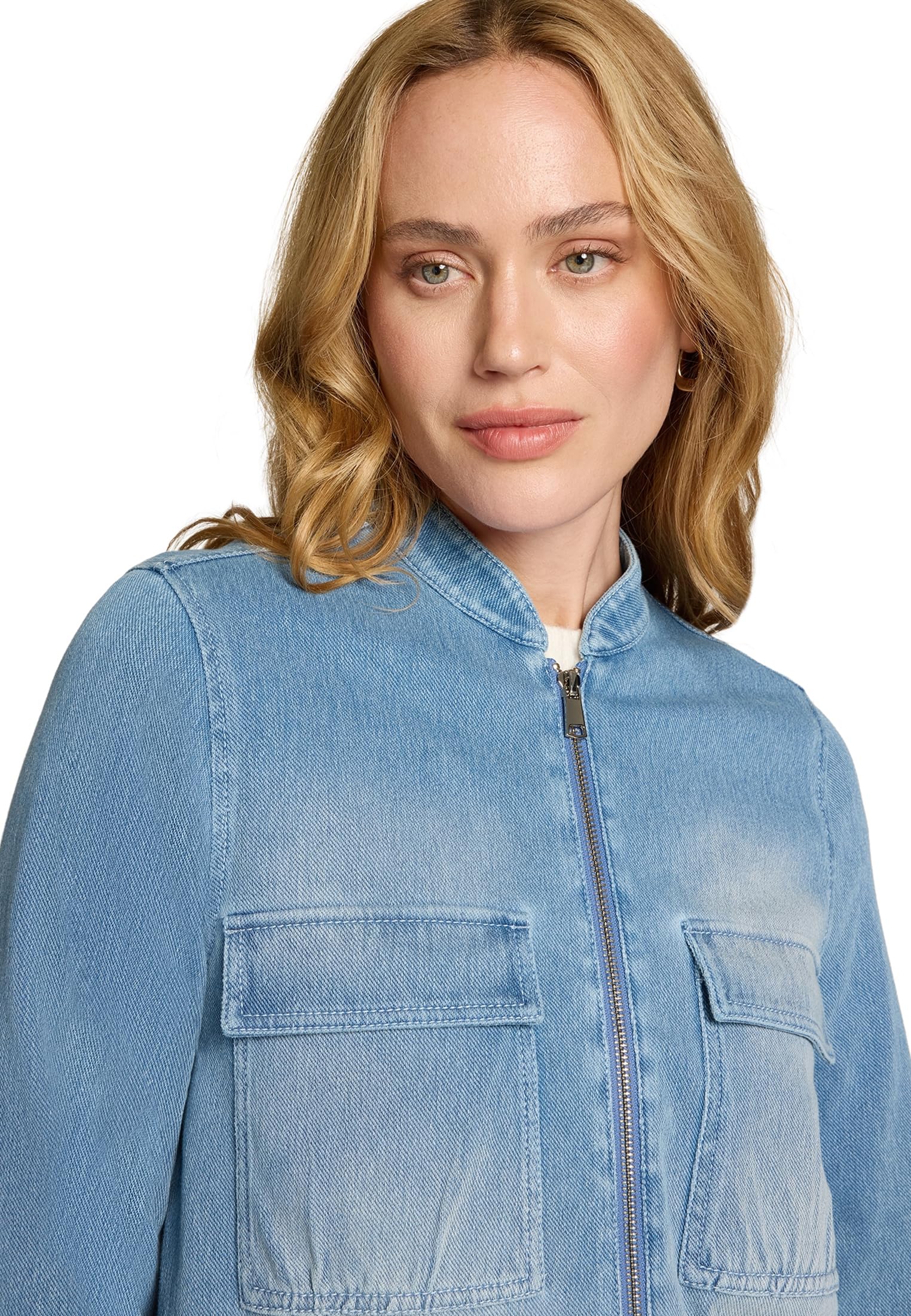zero Reissverschluss Jeansjacke 40 Blue Denim lässig
