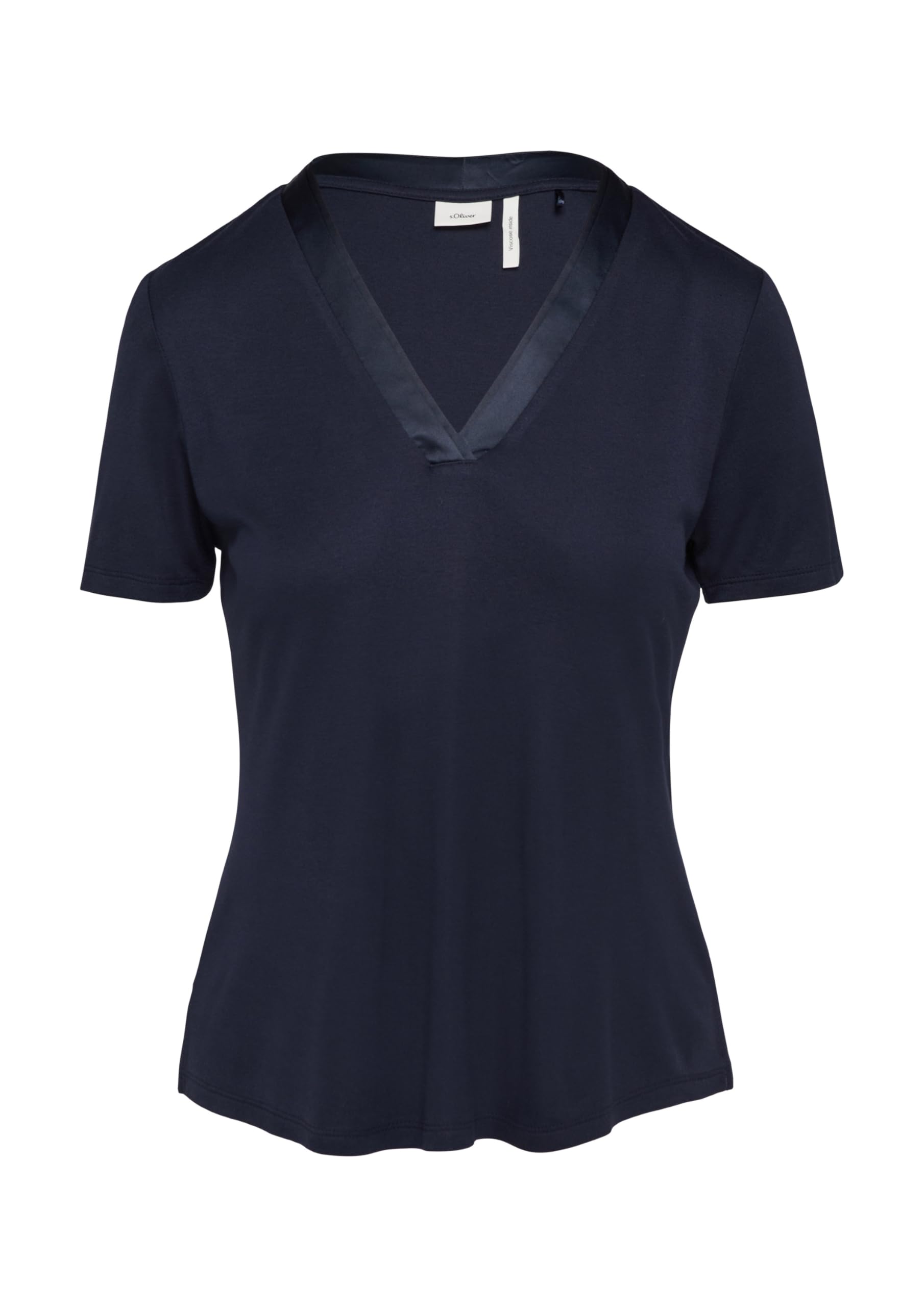 s.Oliver Black Label T-Shirt mit Satinausschnitt aus Viskose