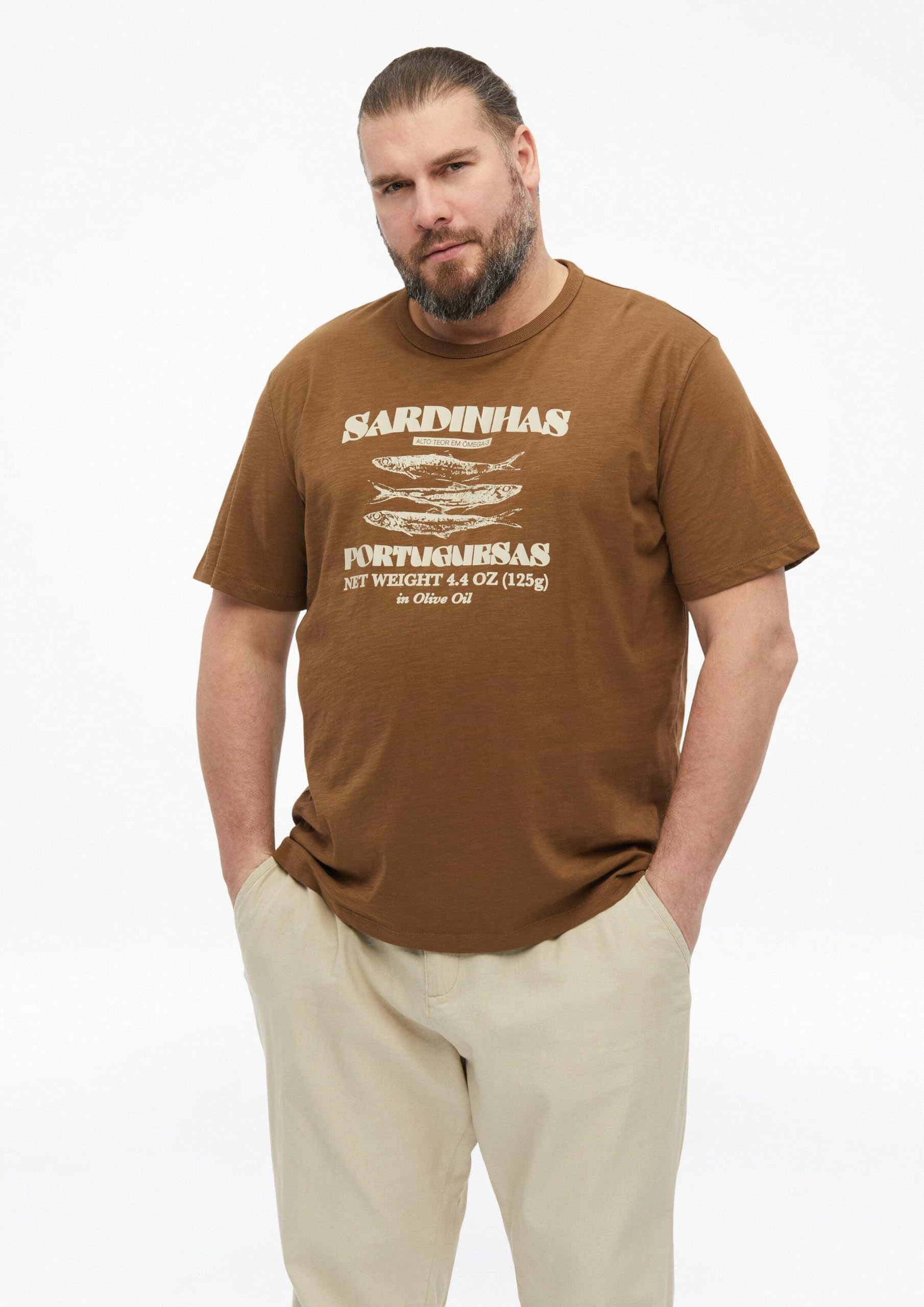 s.Oliver Big Size T-Shirt Flammgarn Frontprint Baumwolle