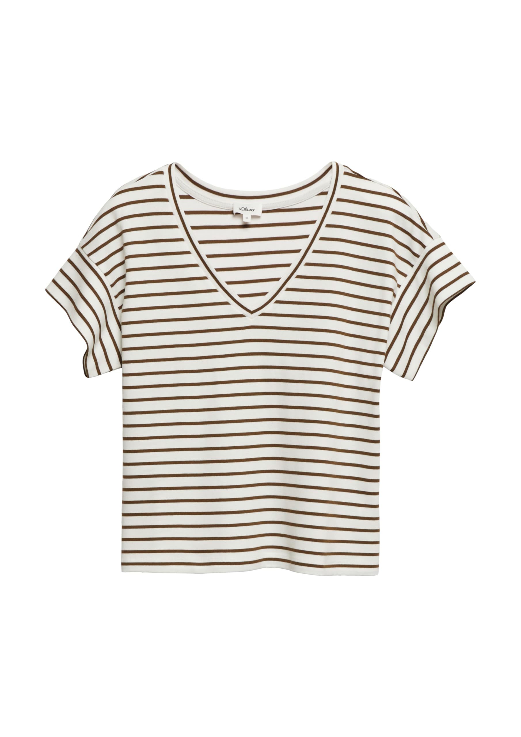 s.Oliver RED LABEL T-Shirt gestreift V-Ausschnitt Relaxed Fit