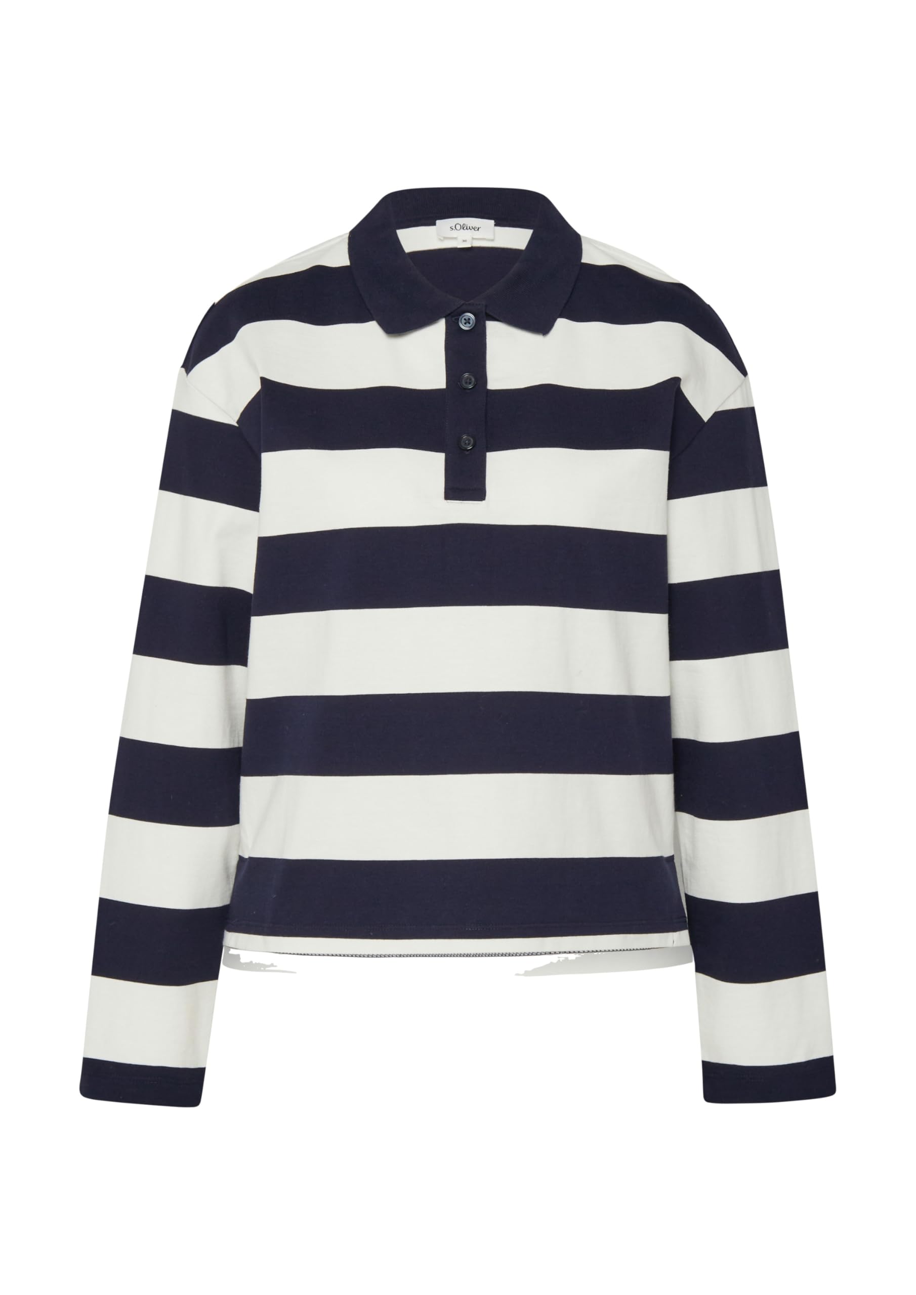 s.Oliver RED LABEL Streifen-Sweatshirt Polokragen navy Gr 34