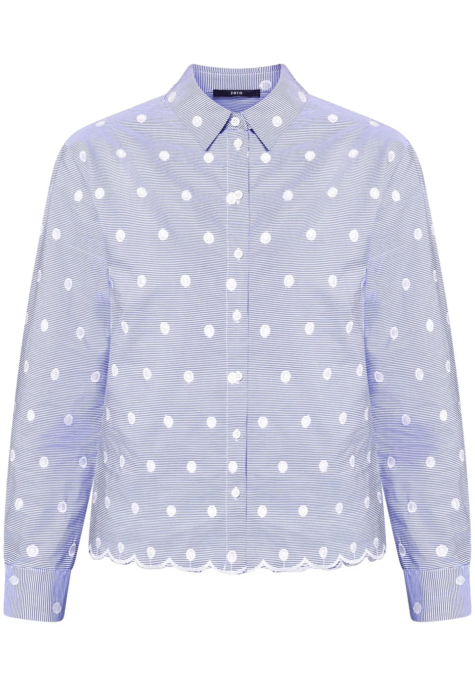 zero Bluse Streifen Stickerei Damenbluse 40 BlueWhite klassisch