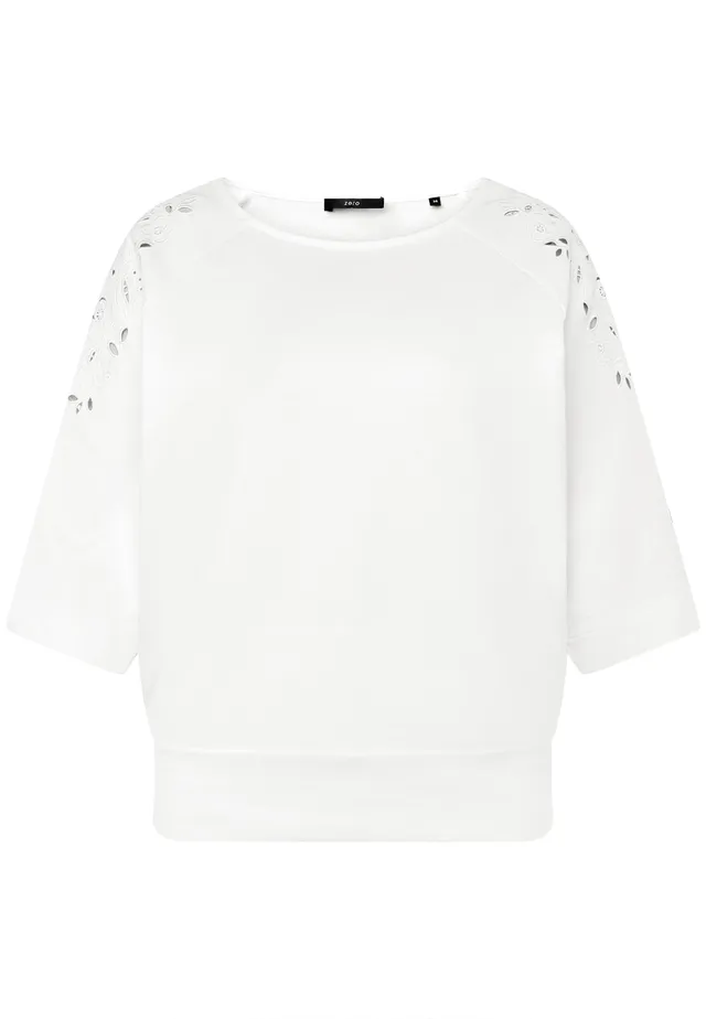 zero Sweatshirt mit Lochmuster Gr.38 Patch Cream