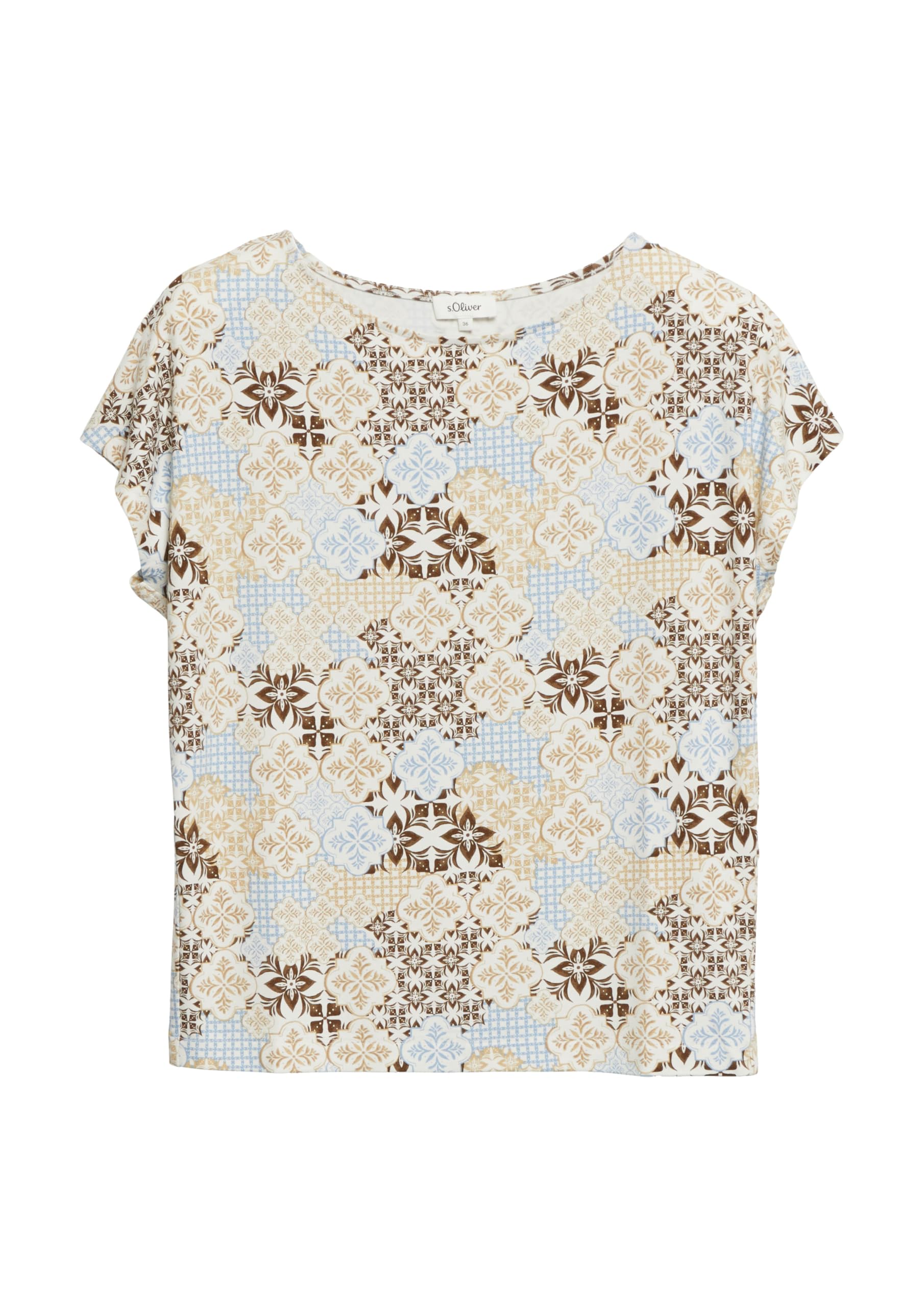 s.Oliver Jersey-Shirt Überschnitten Print Bordeaux