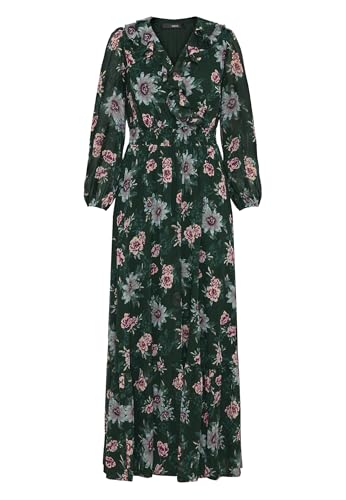 zero Maxikleid Langarm Gr. 40 Dark Green Pink floral
