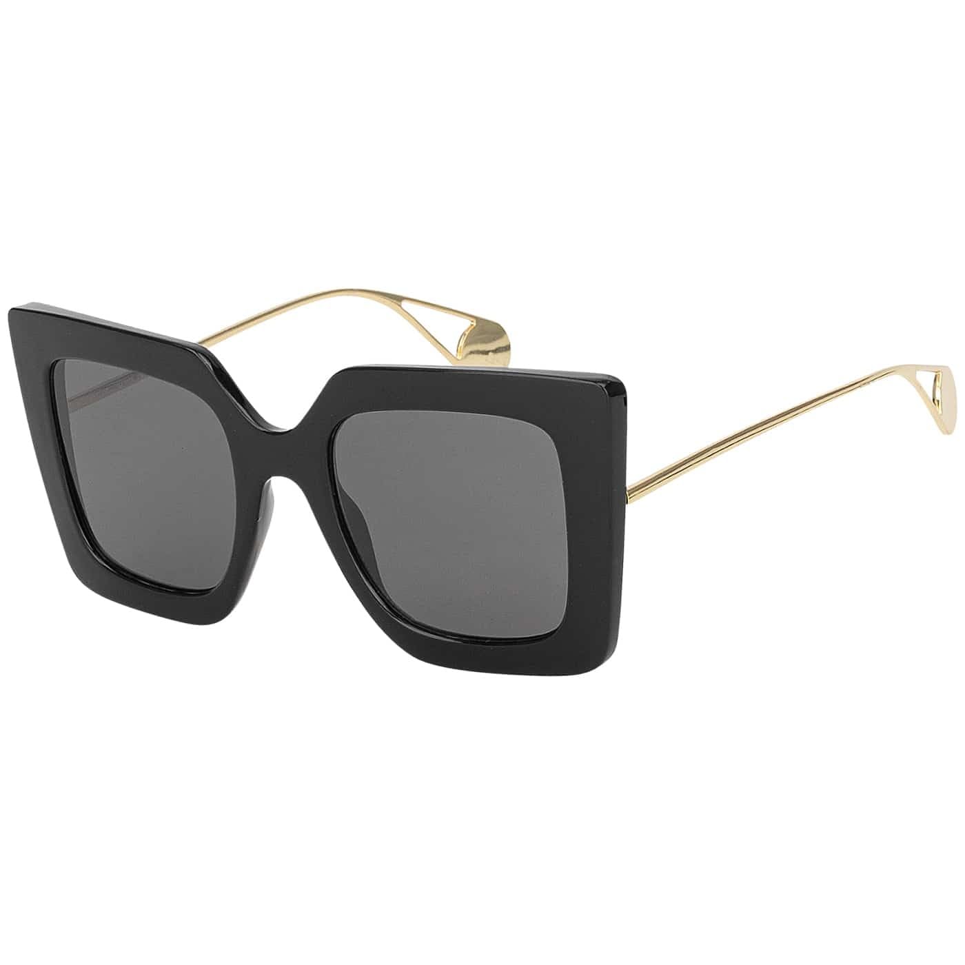BEZLIT Oversize Sonnenbrille eckig Schwarz-gelb UV400