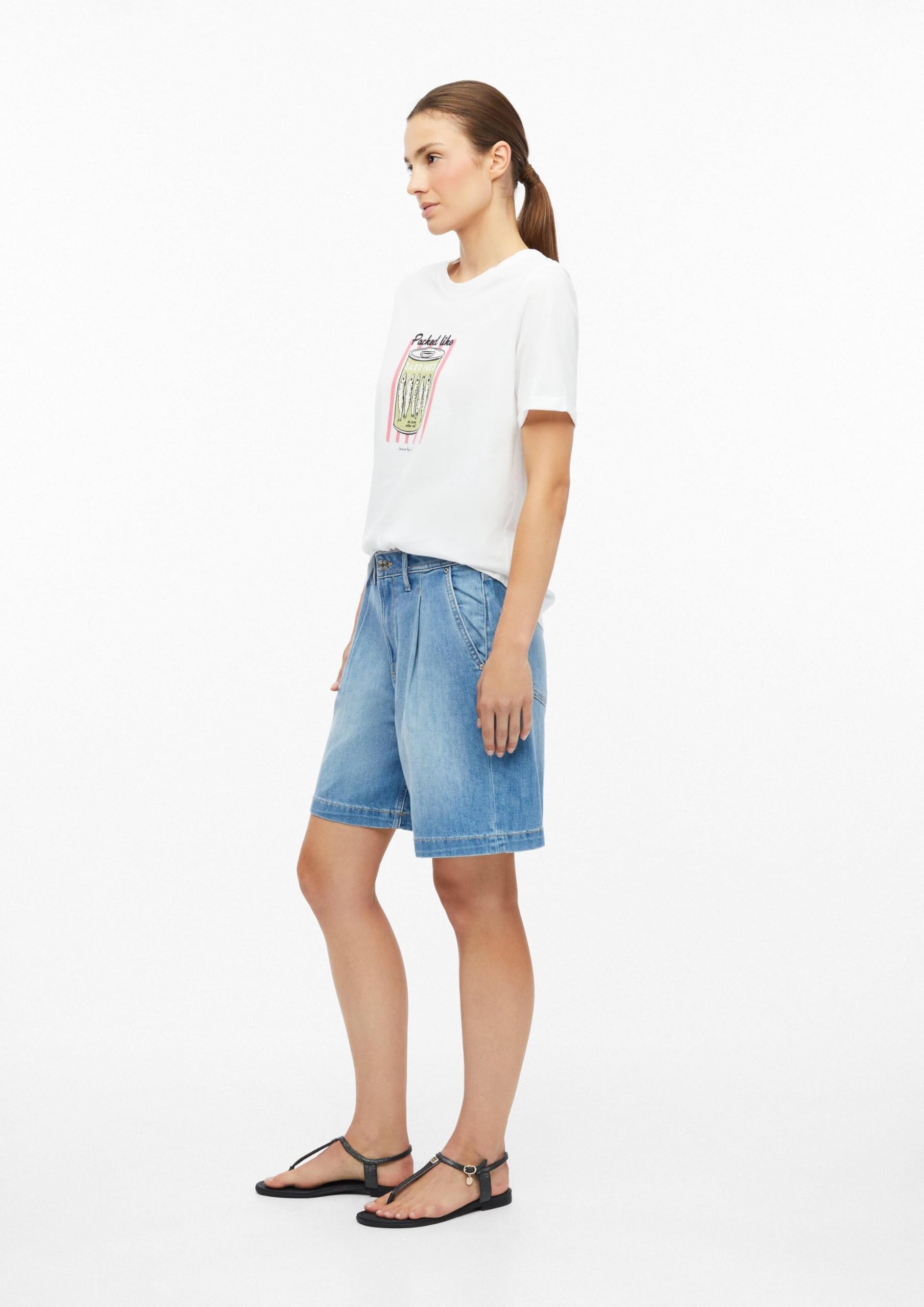 s.Oliver Red Label T-Shirt weiß Frontprint Baumwolle