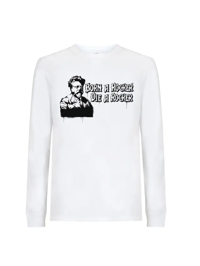 dna merch 161 Clothing Born A Rocker Die A Rocker Langarmshirt Weiß