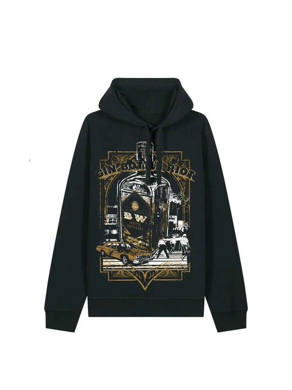 dna merch Gin Bottle Riot 1964 Hoodie Schwarz Baumwolle