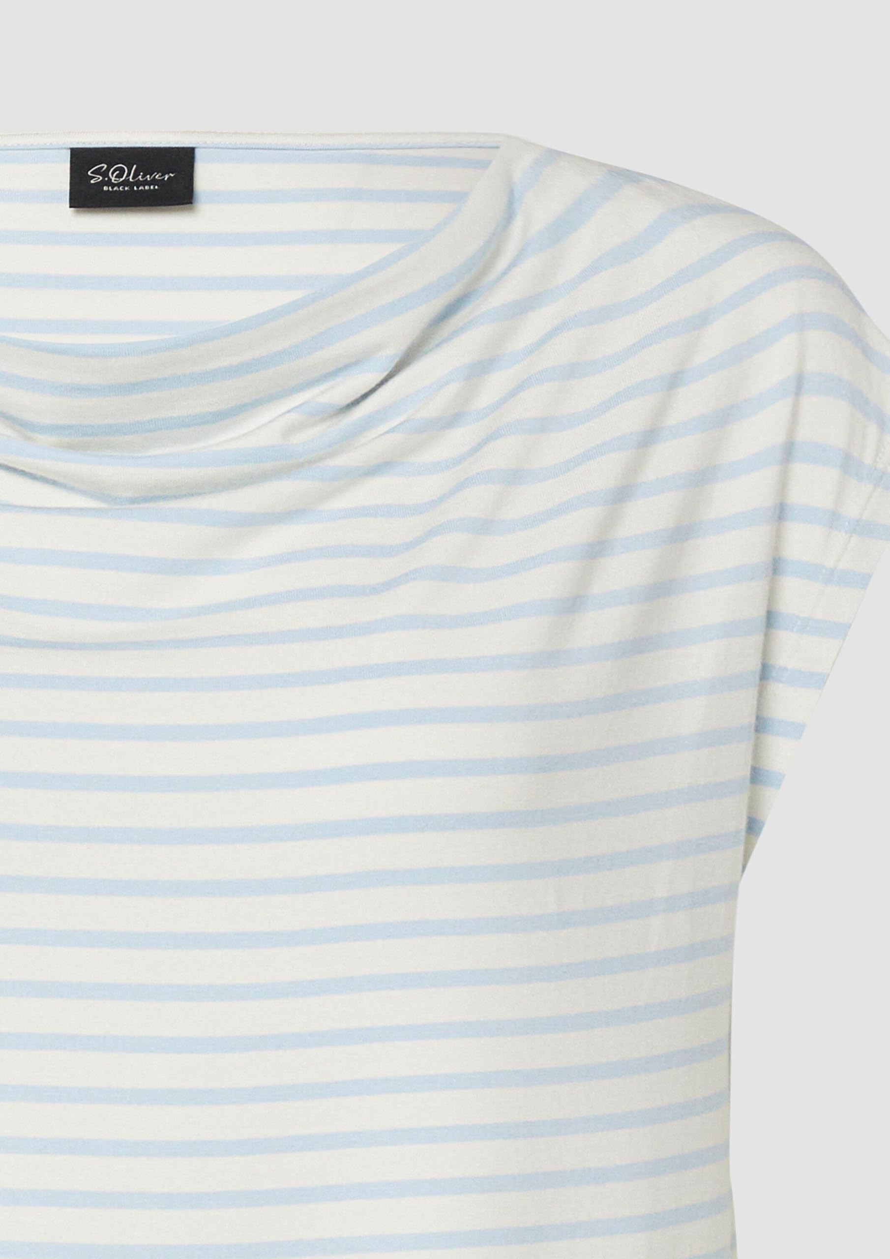 s.Oliver Viskoseshirt mit Wasserfall-Ausschnitt und Streifen Shirt gestreift