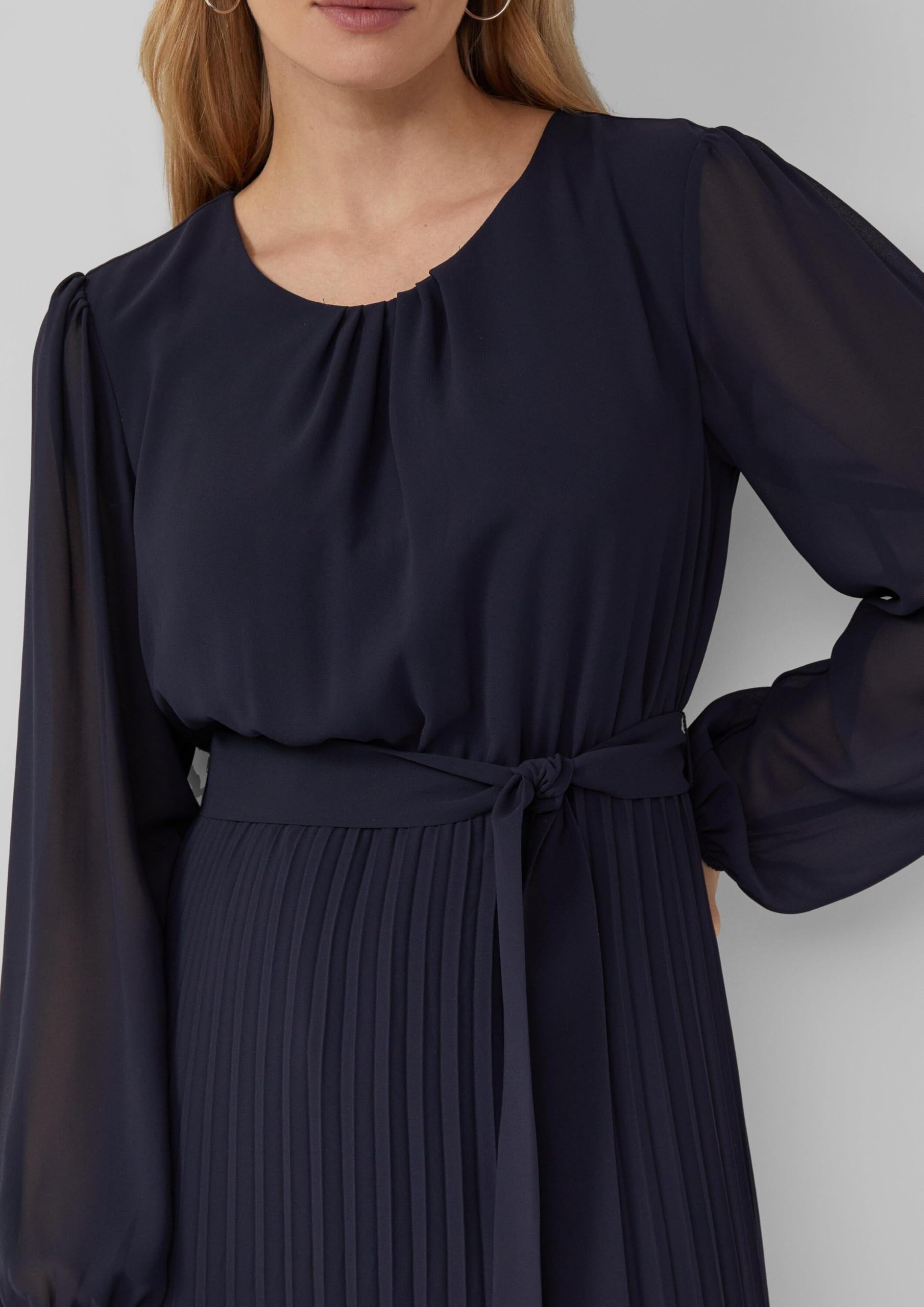 s.Oliver Midi-Chiffonkleid Plissee Kleid Gr. 40 mit Gürtel
