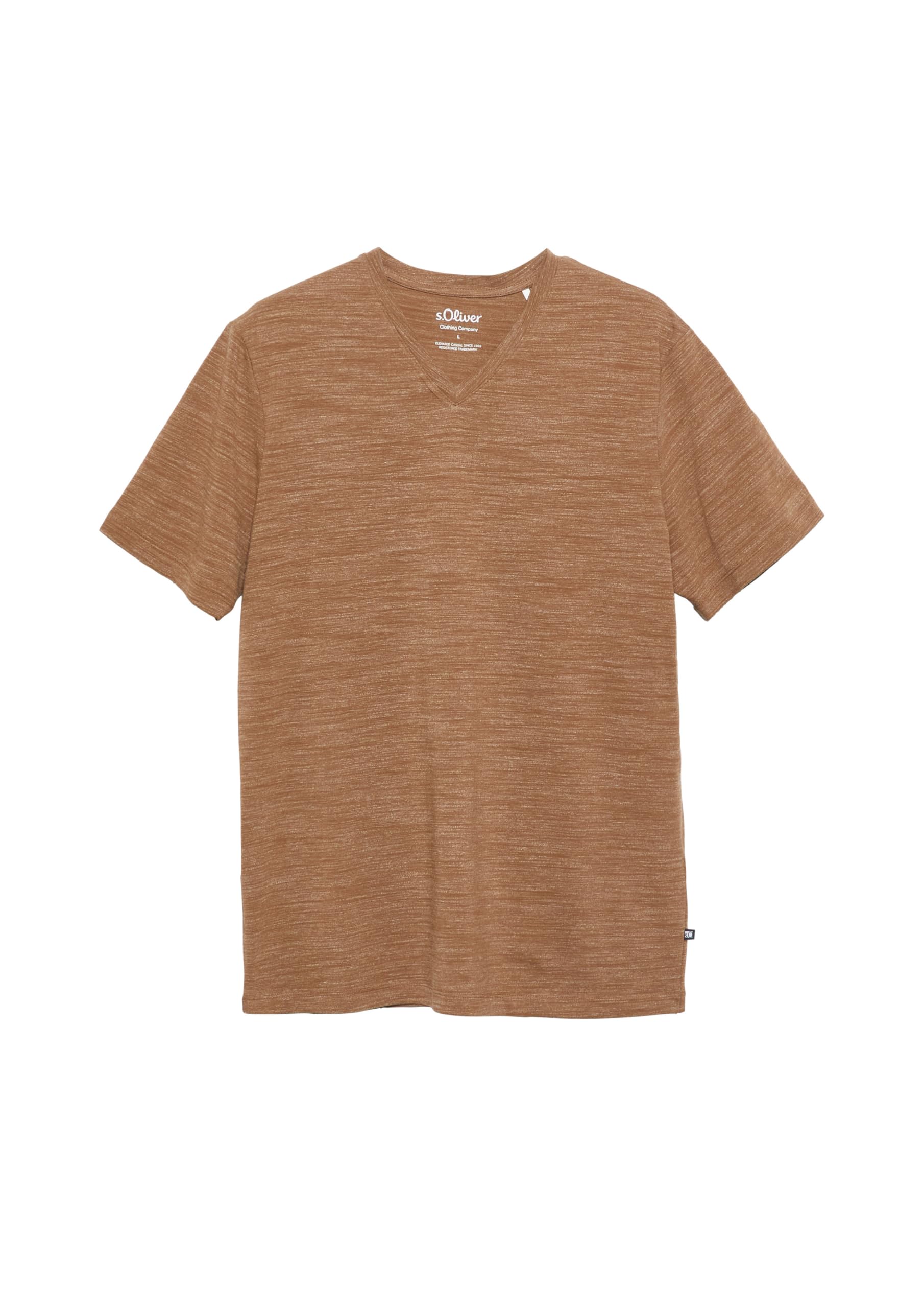 s.Oliver Meliertes T-Shirt mit V-Ausschnitt Braun meliert