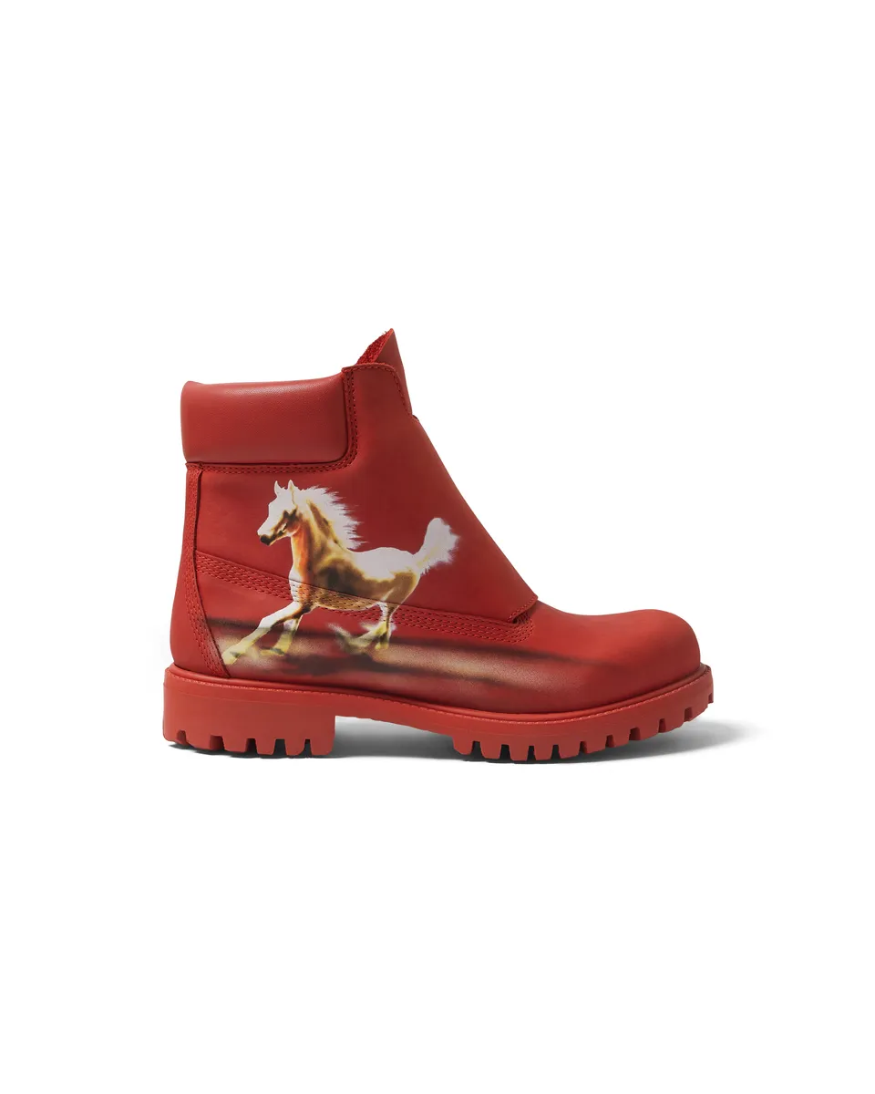 Mowalola Reign Boot Red Rum Stiefel Nubuk rot