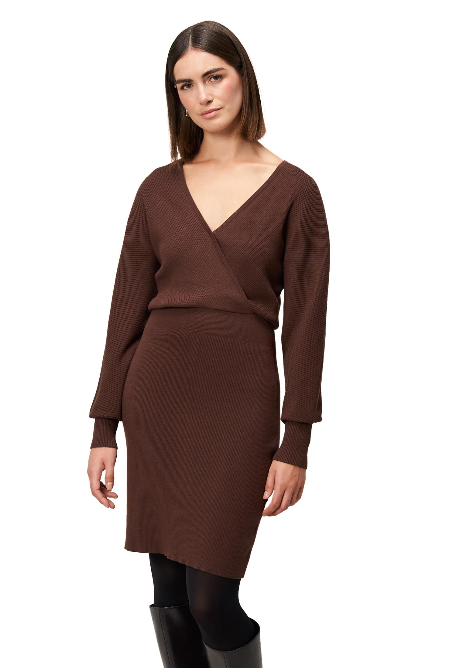 zero Strickkleid Wickeloptik Gr. 40 Chicory Coffee