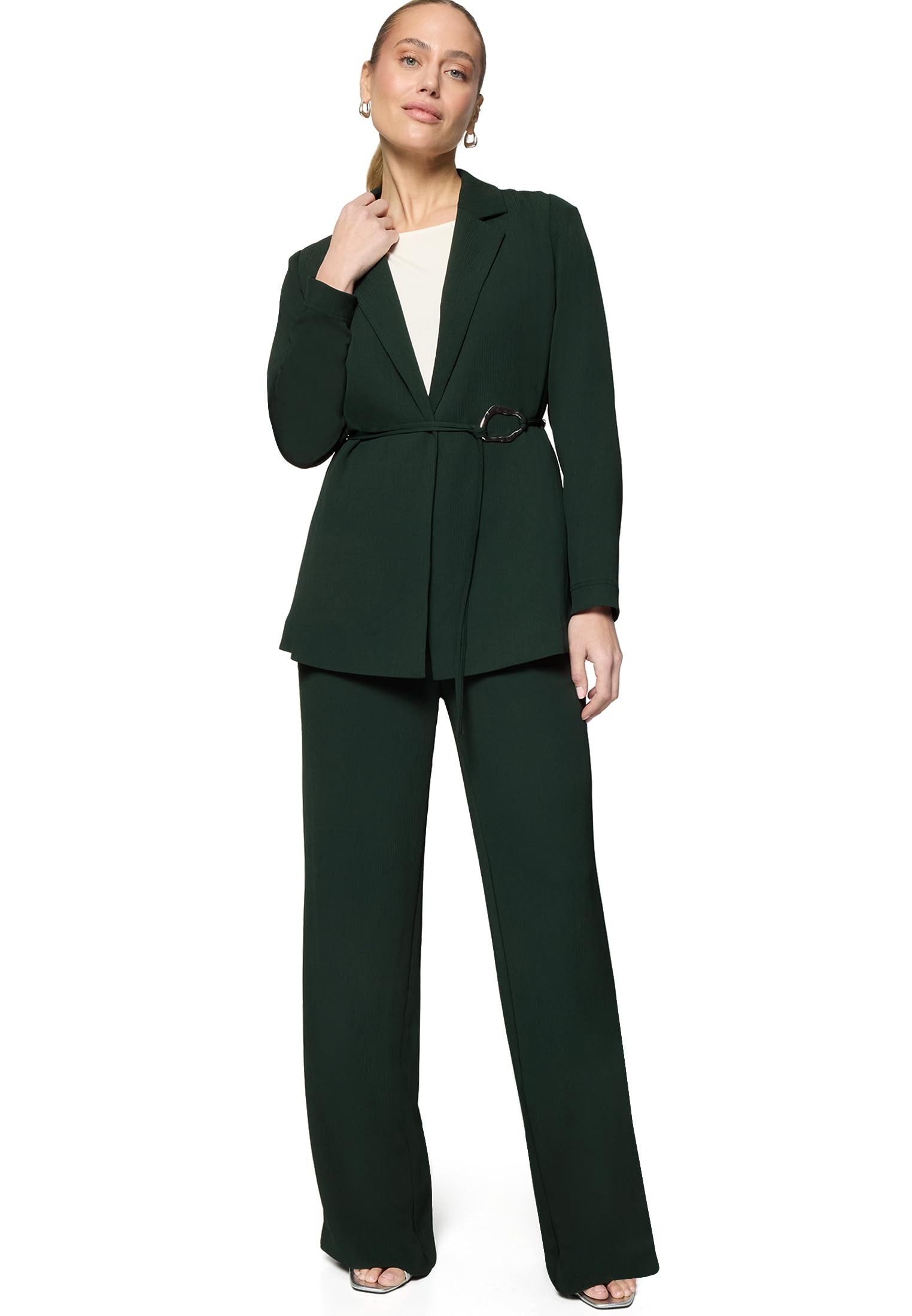 zero Longblazer strukturiert Bindedetail Blazer 40 Green Forest