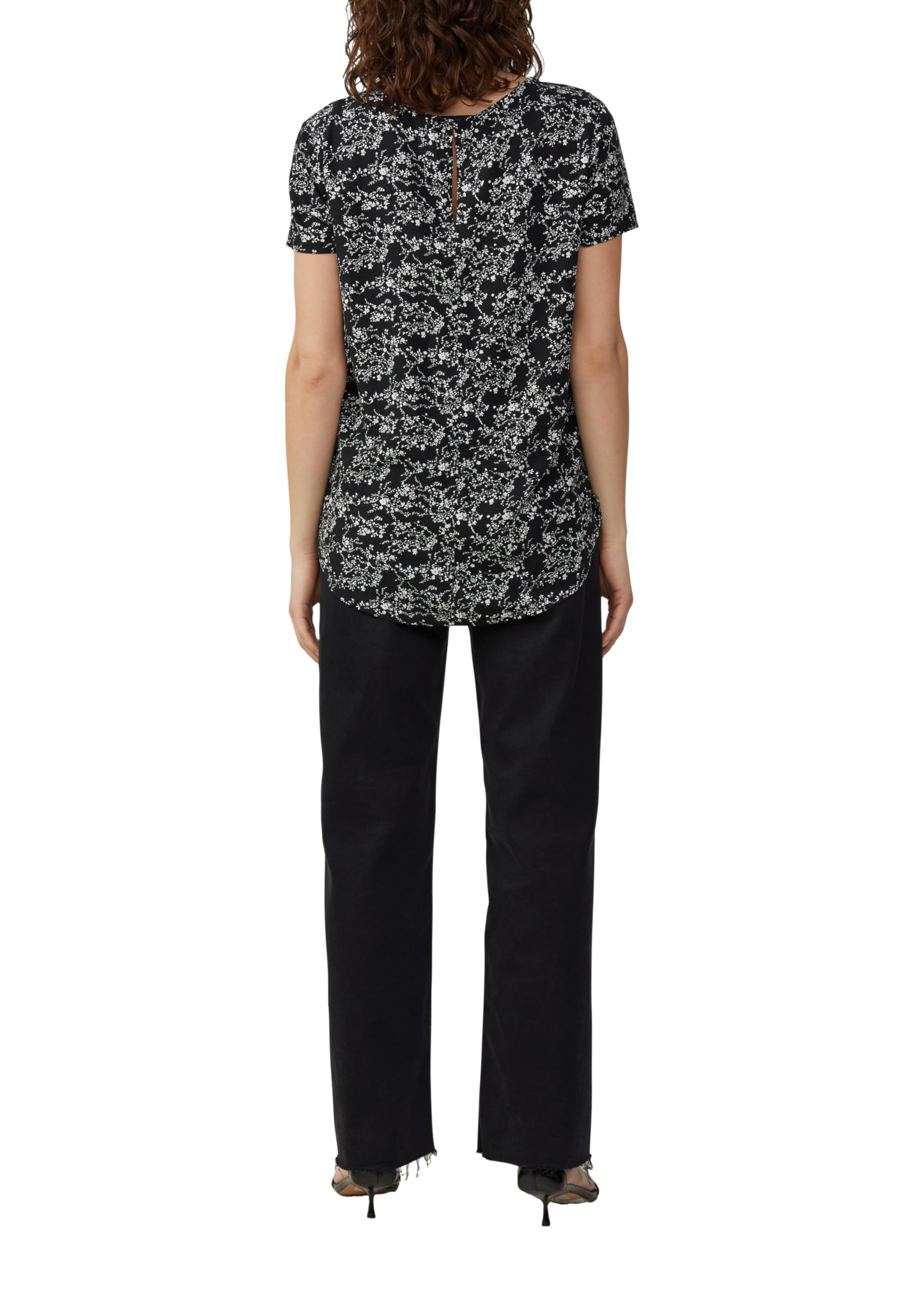 s.Oliver QS Kurzarmbluse Shirt Schwarz 38 Viskose
