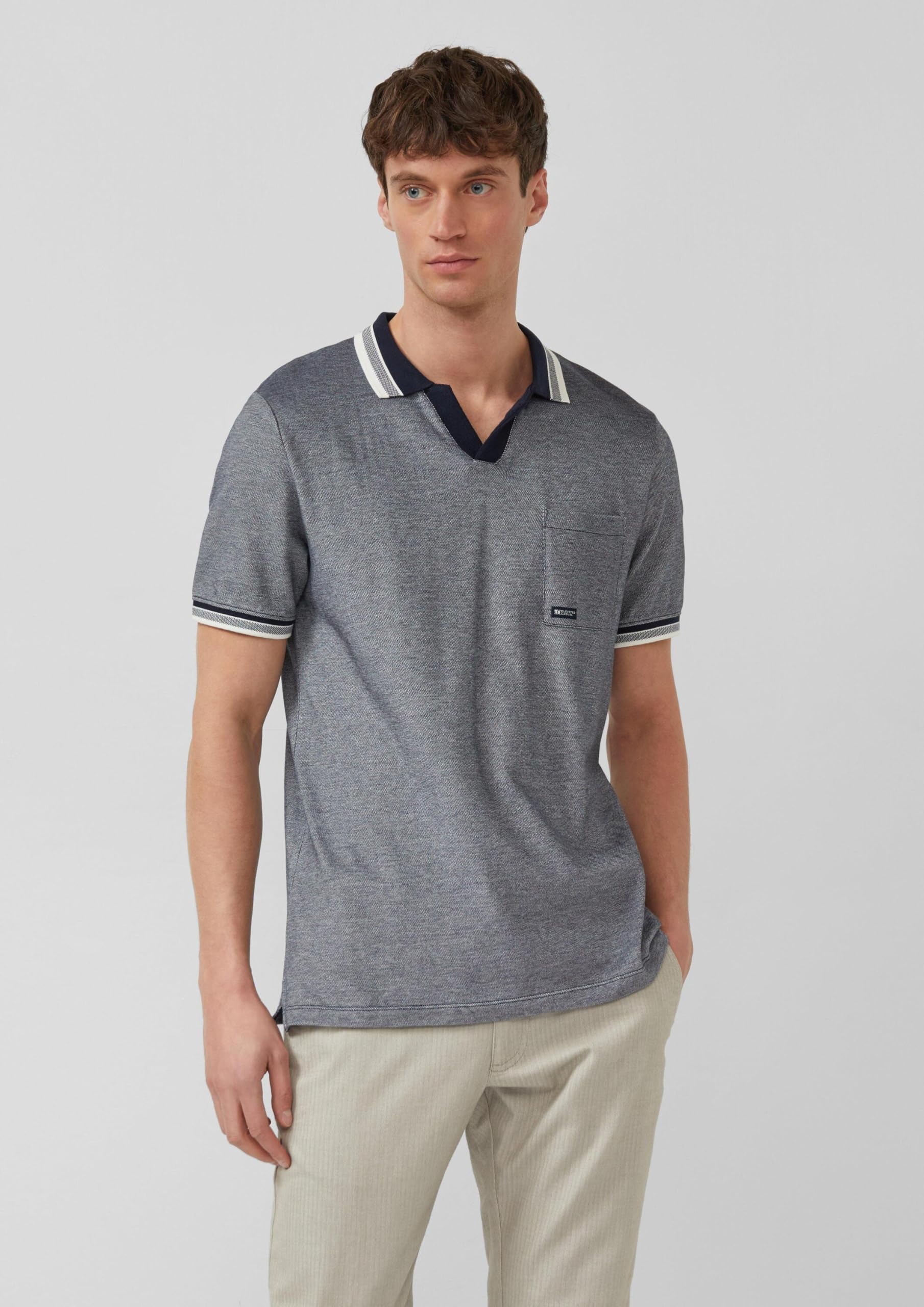 s.Oliver Bi-Color Piqué Poloshirt L mit Brusttasche