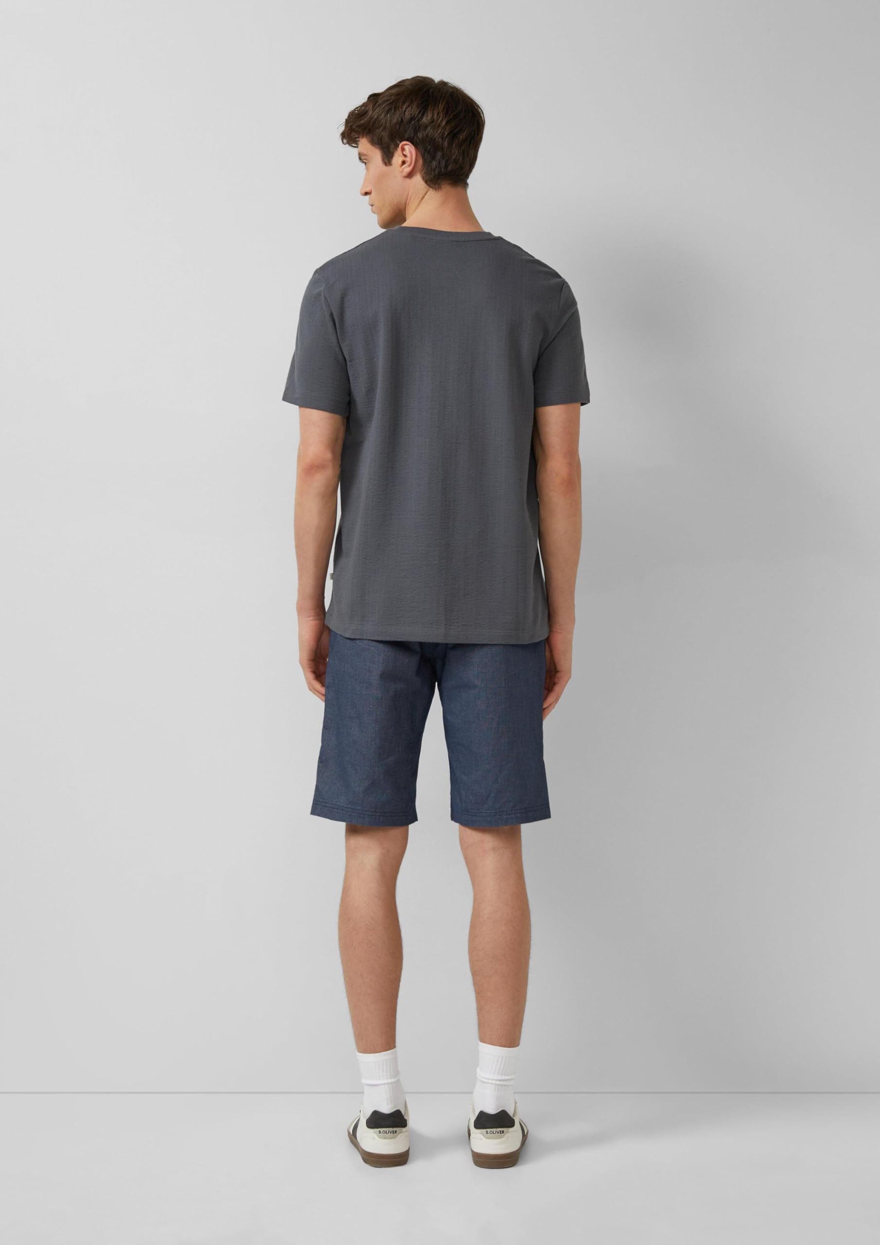 s.Oliver Junior Struktur T-Shirt dunkelgrau Baumwolle
