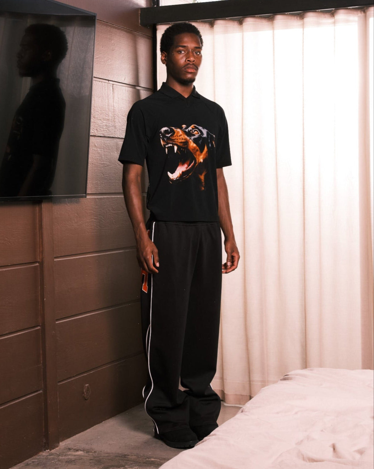 Mowalola Doberman Jersey Poloshirt Schwarz