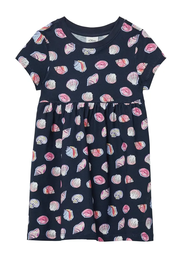 s.Oliver RED LABEL Jersey-Kleid A-Linie Print Gr.122 tiefblau
