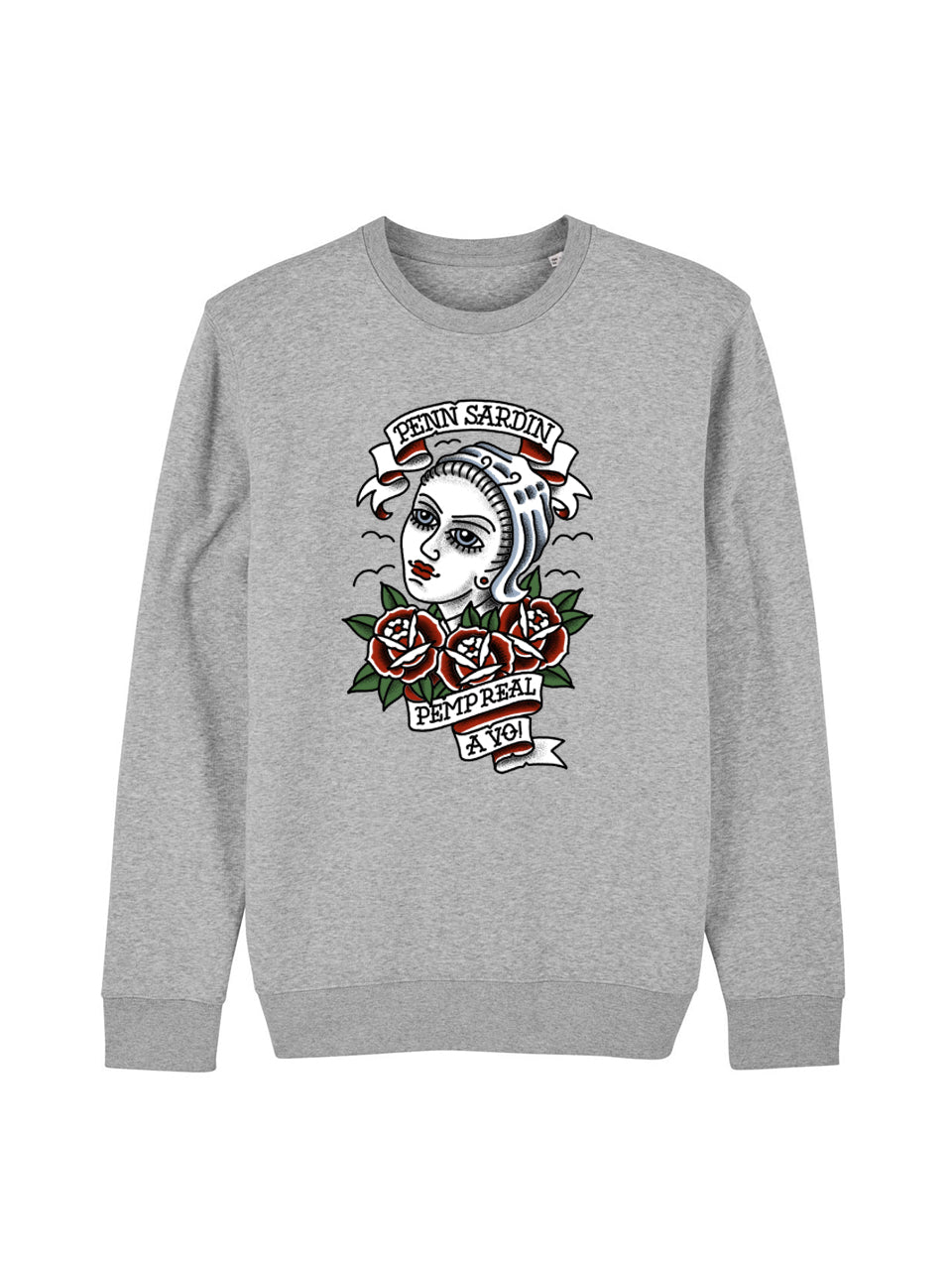 dna merch Penn Sardin Rundhalspullover Damen Schwarz Baumwolle