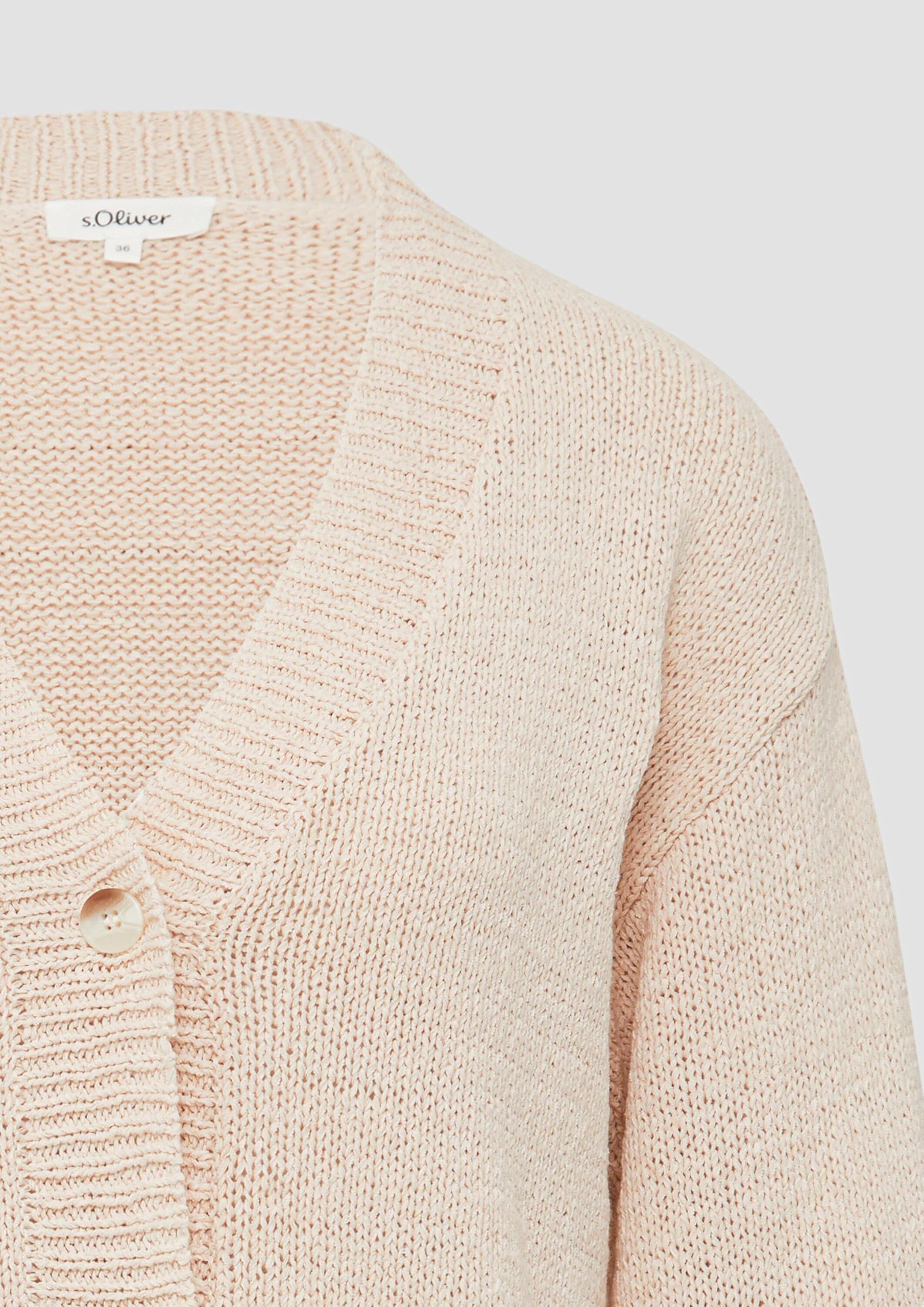 s.Oliver Strickjacke Bändchengarn Relaxed Fit Salbeigrün