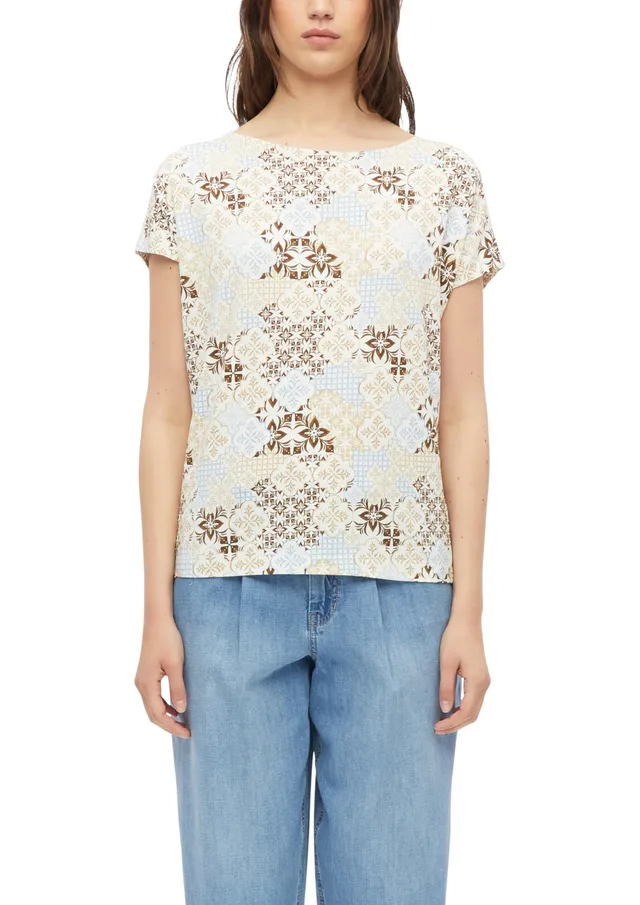 s.Oliver Jersey-Shirt Überschnitten Print Bordeaux