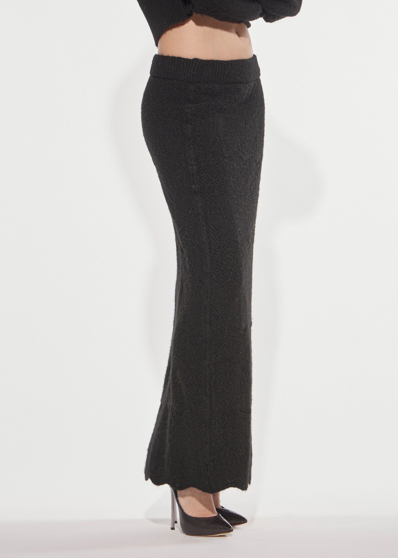 Denny Rose Punto Pizzo Maxirock schwarz lang Spitze