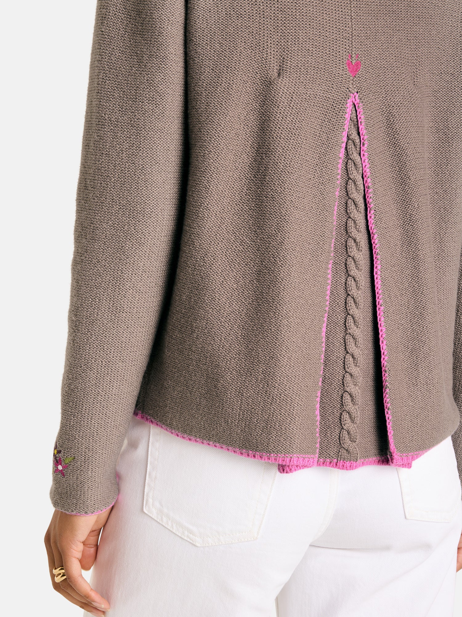 Lieblingsstück ZippaL Strickjacke taupe Merinowolle