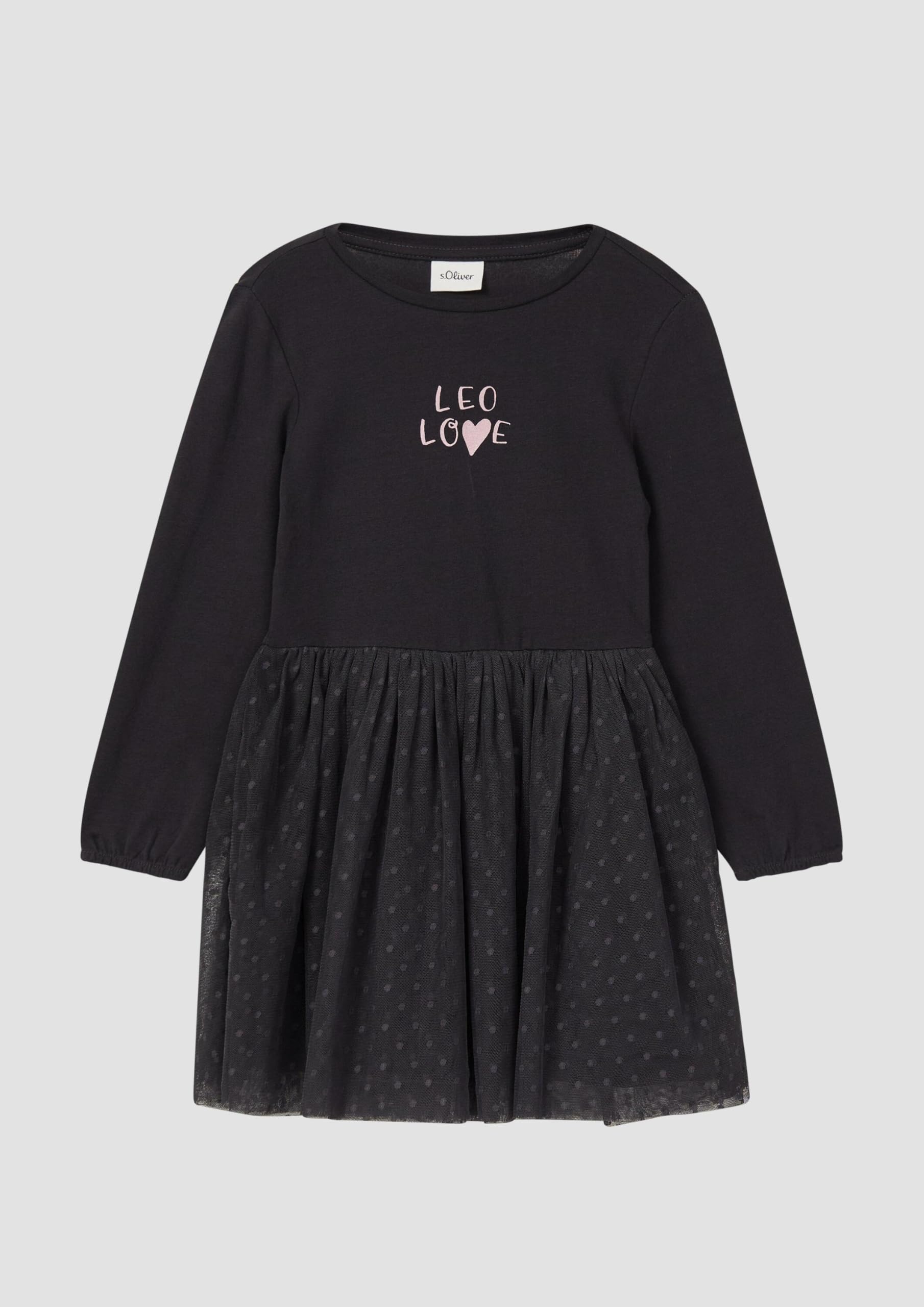 s.Oliver Junior Kleid mit Mesh-Rock und Glitzerprint himbeere
