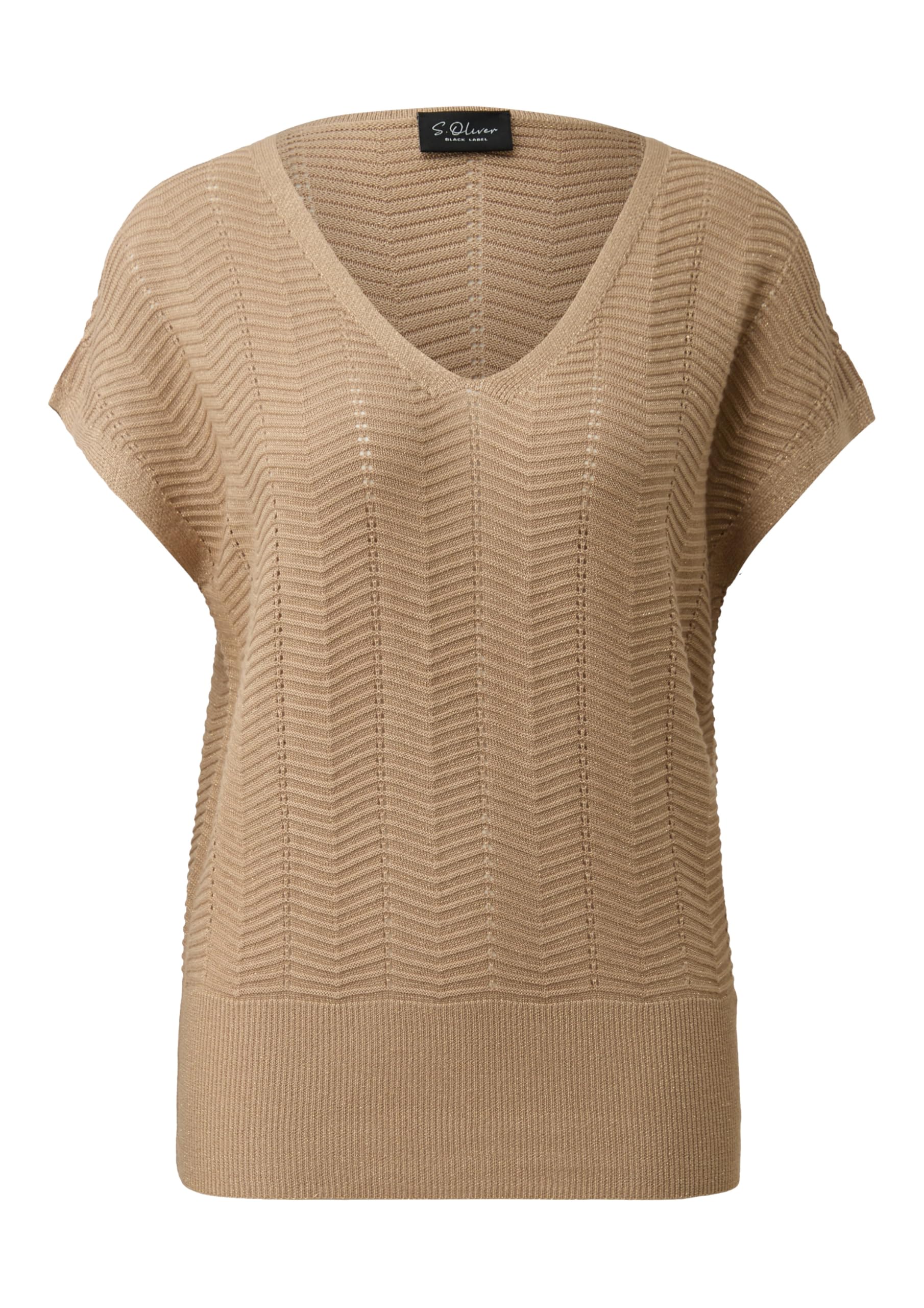 s.Oliver Red Label Feinstrickshirt Metallic-Garn kurzarm L
