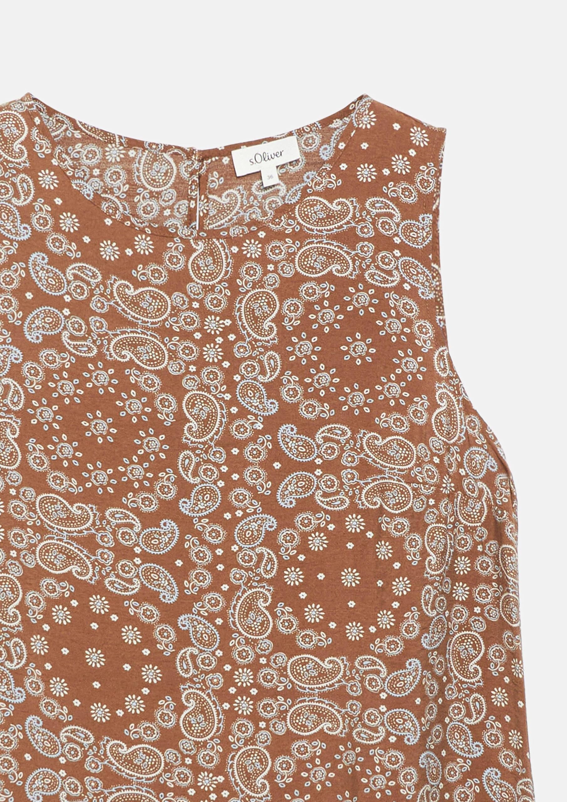 s.Oliver Red Label Kleid mit All-Over-Print und Raffung karamell