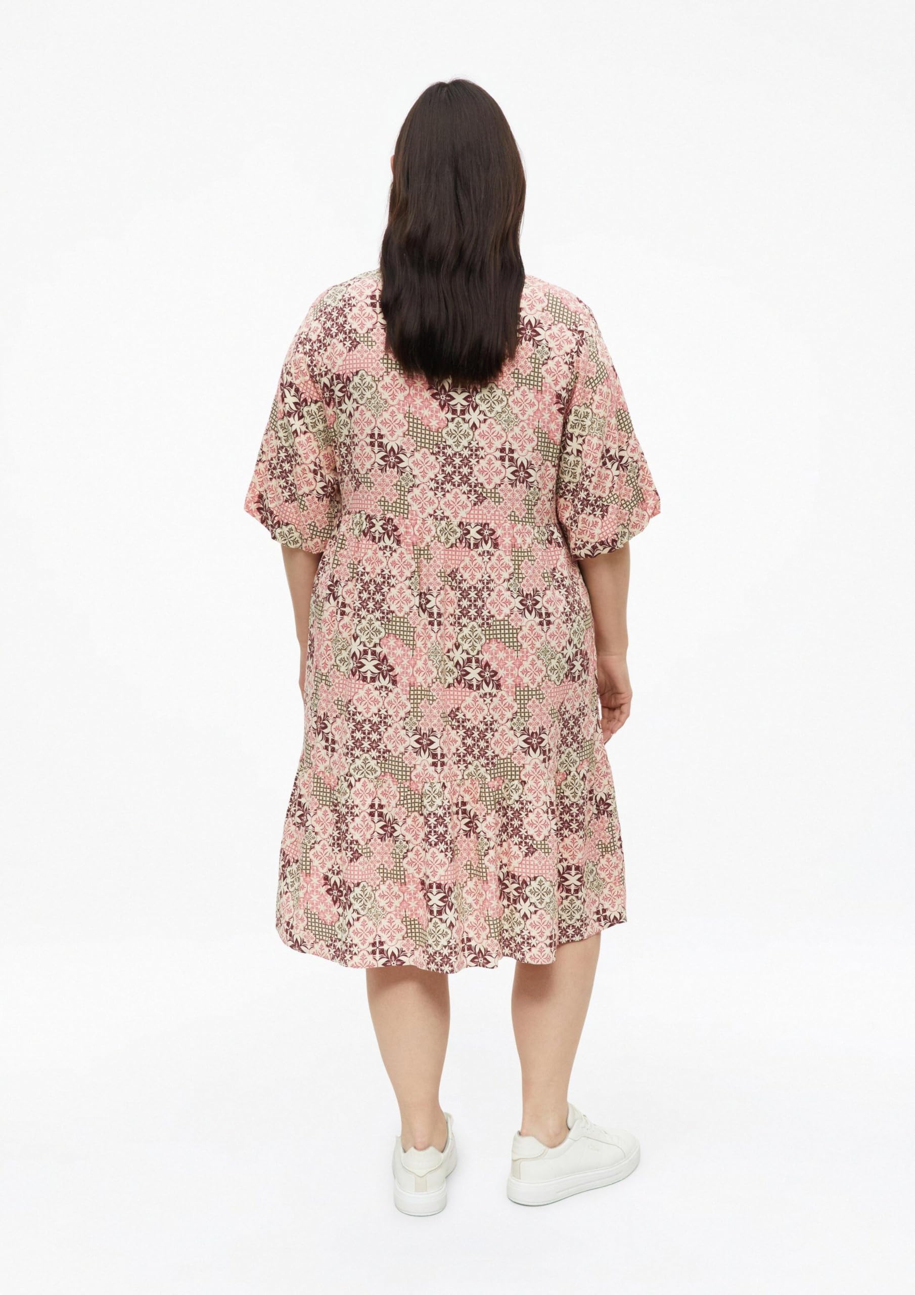 s.Oliver Red Label Kleid V-Ausschnitt Puffärmel Gr.50 Print